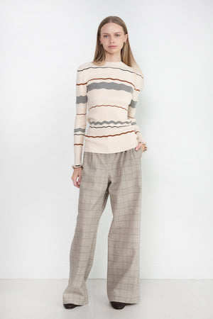 CO - Double Pleat Wide Leg Trouser, Taupe Multi