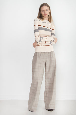 CO - Double Pleat Wide Leg Trouser, Taupe Multi