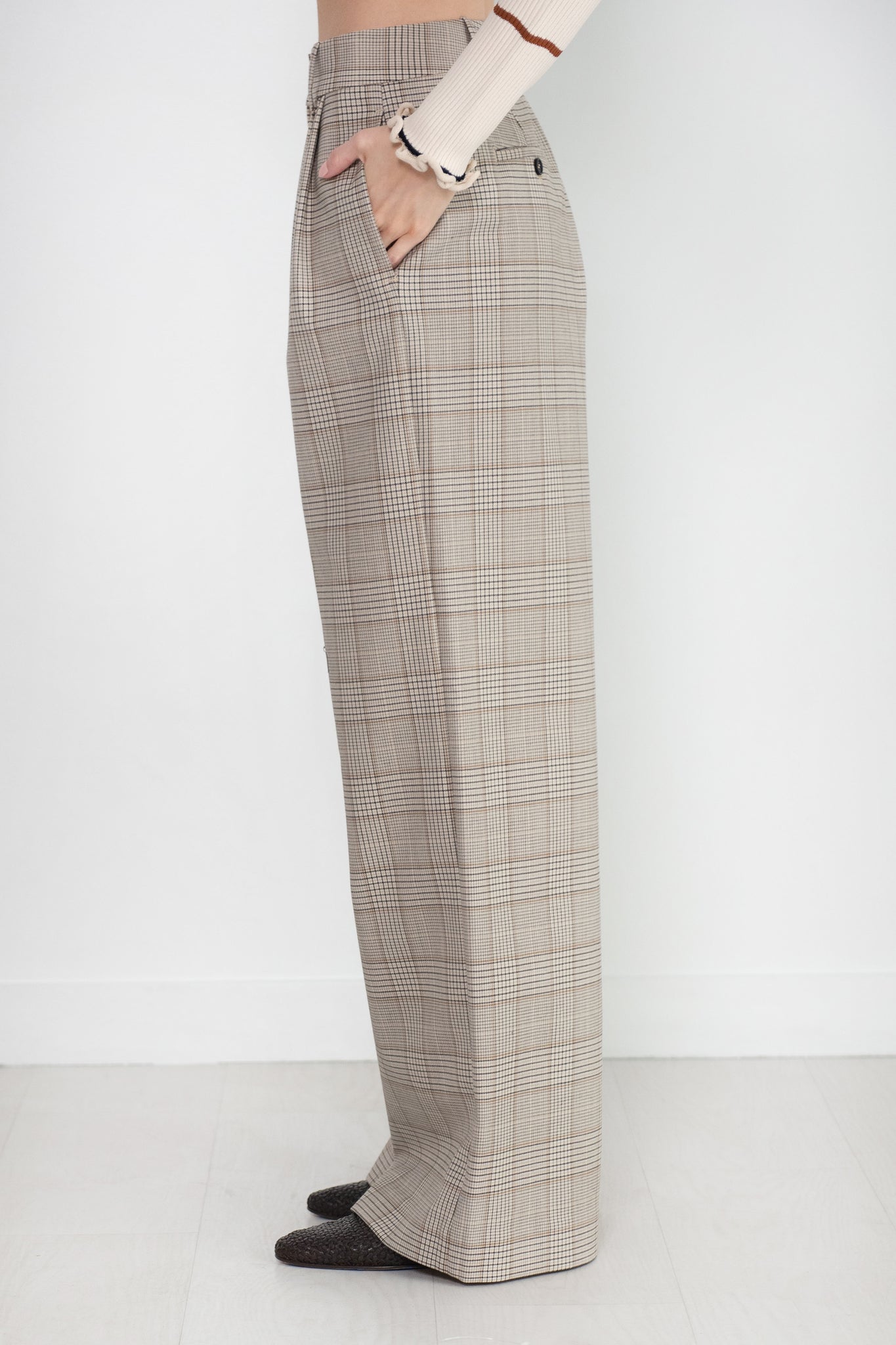 CO - Double Pleat Wide Leg Trouser, Taupe Multi