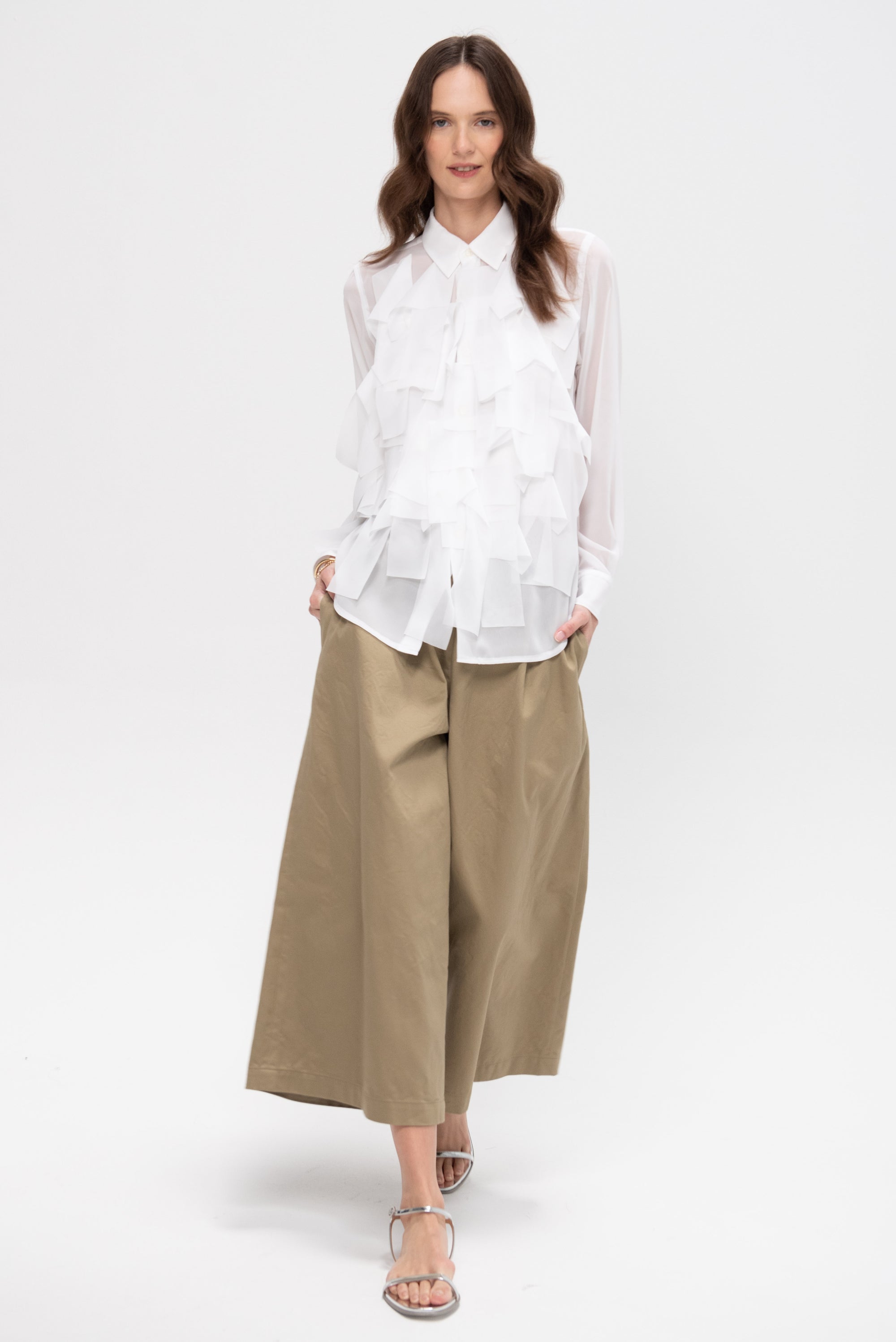 Ruffled Blouse, White