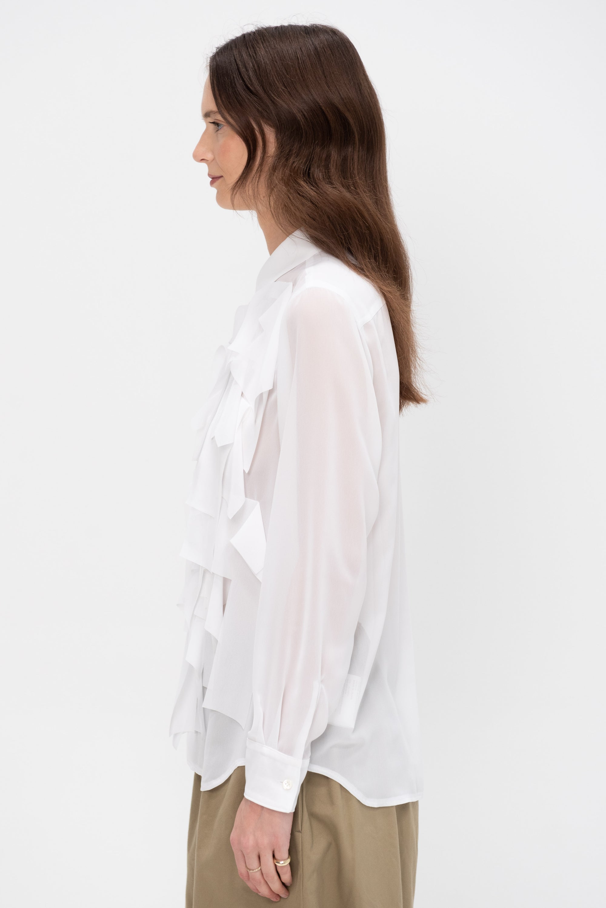 Ruffled Blouse, White