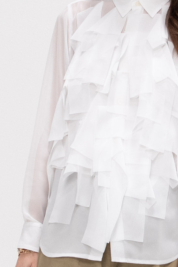 Ruffled Blouse, White