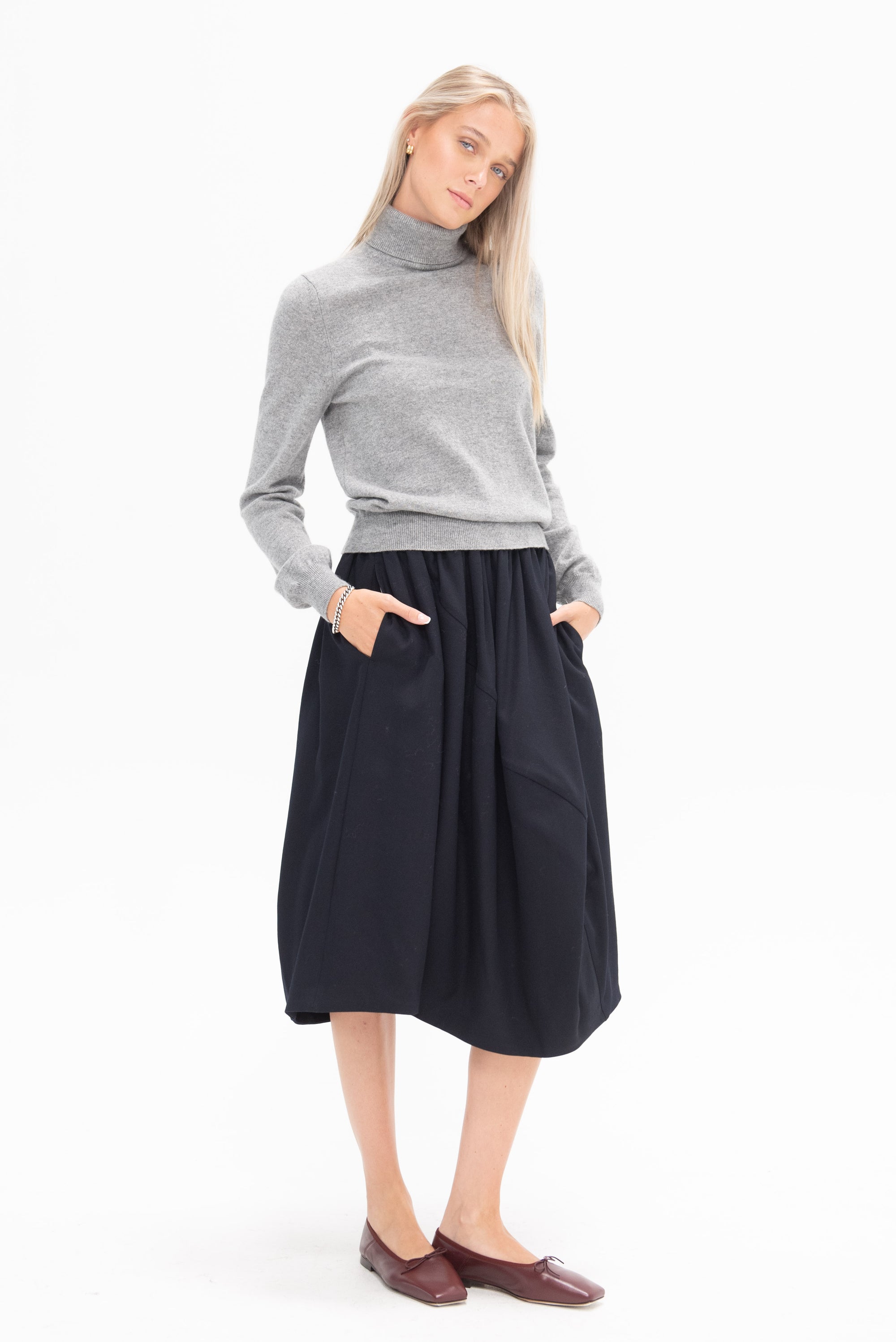Comme Des Garcons Skirt, Navy – Kick Pleat