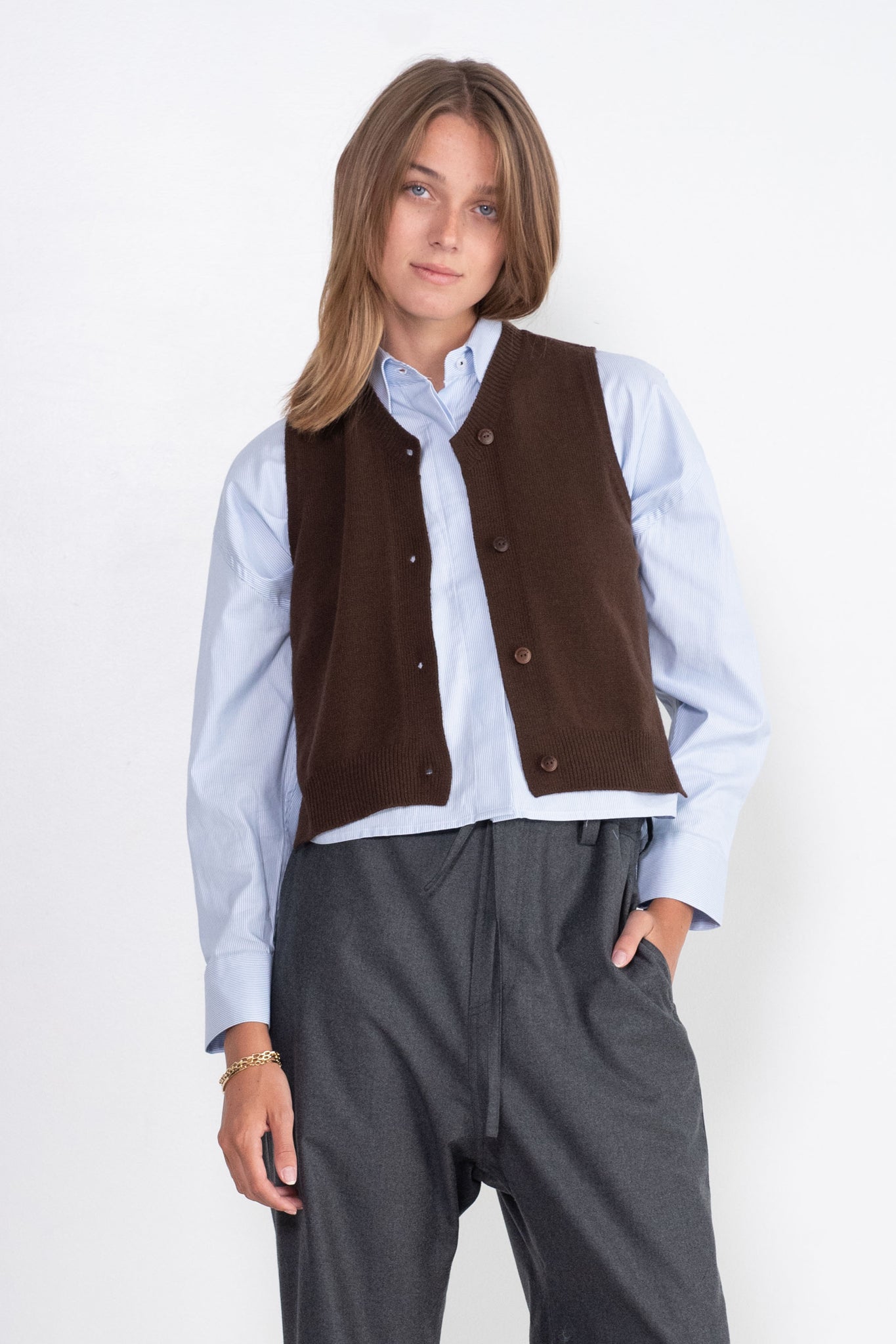 CORDERA - Wool and Cashmere Waistcoat, Brown