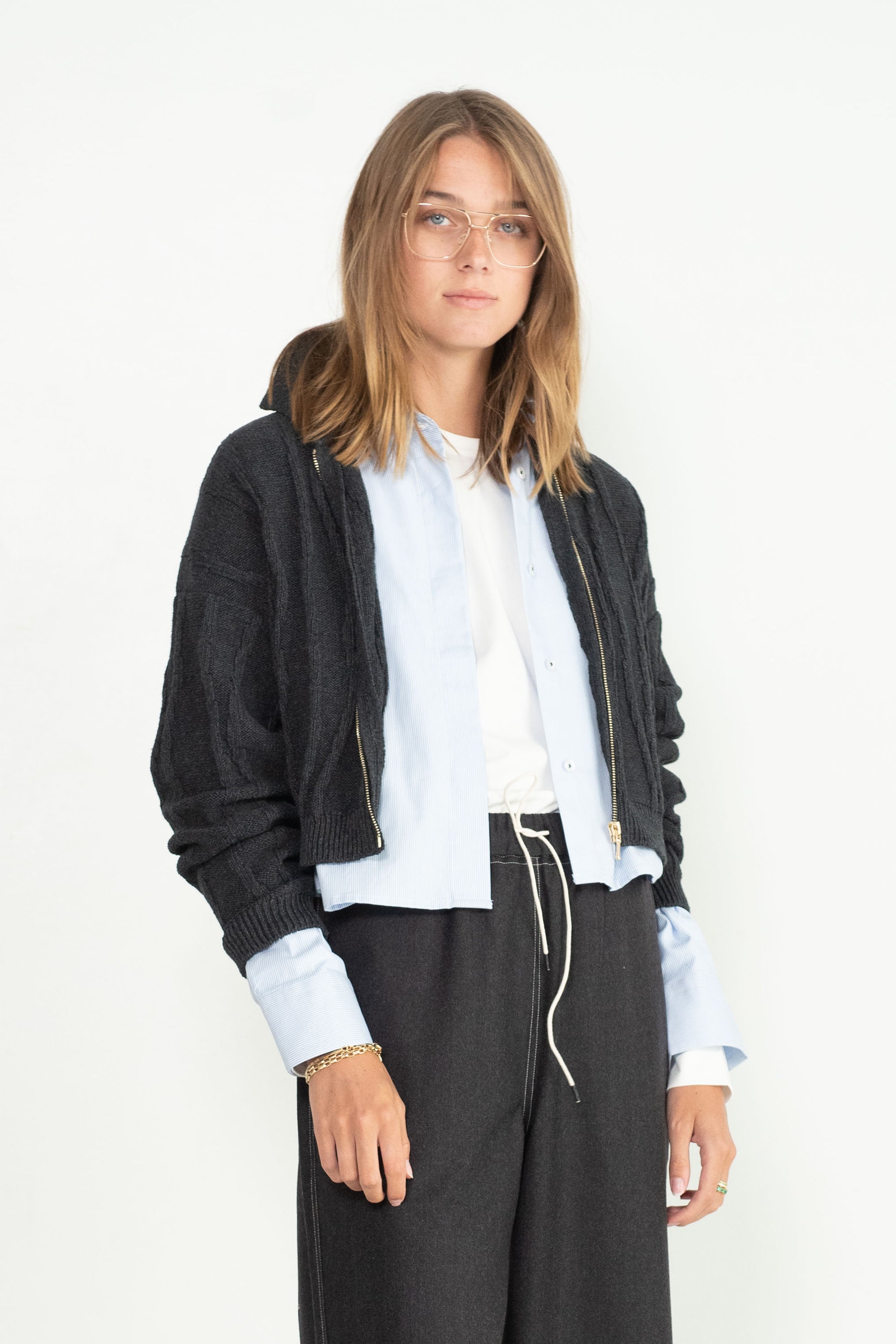 Cordera Cotton Zip Cardigan, Anthracite – Kick Pleat