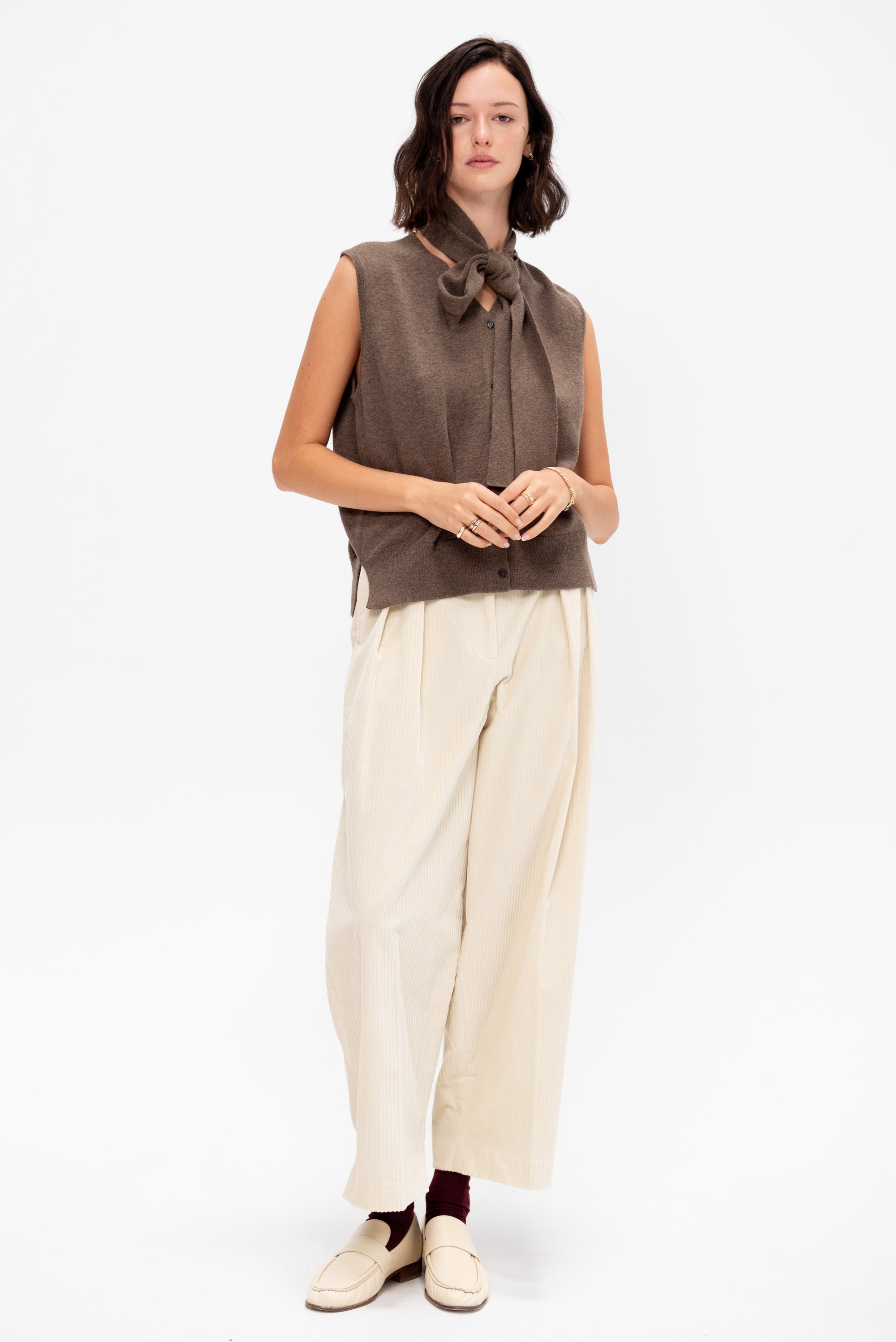 Merino Wool Lace Waistcoat, Taupe