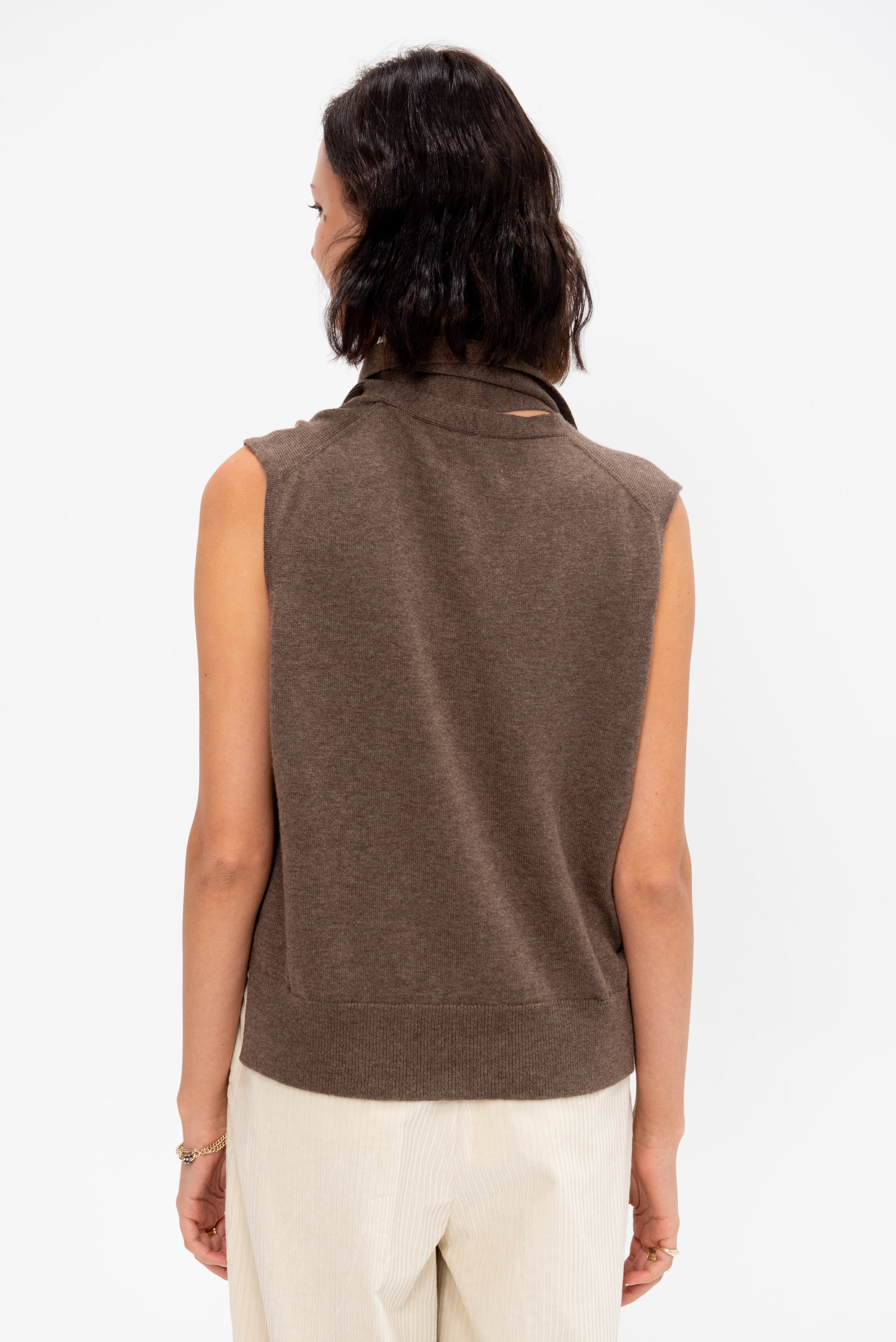 Merino Wool Lace Waistcoat, Taupe