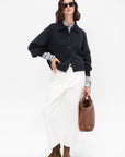 Merino Wool Collar Cardigan, Anthracite