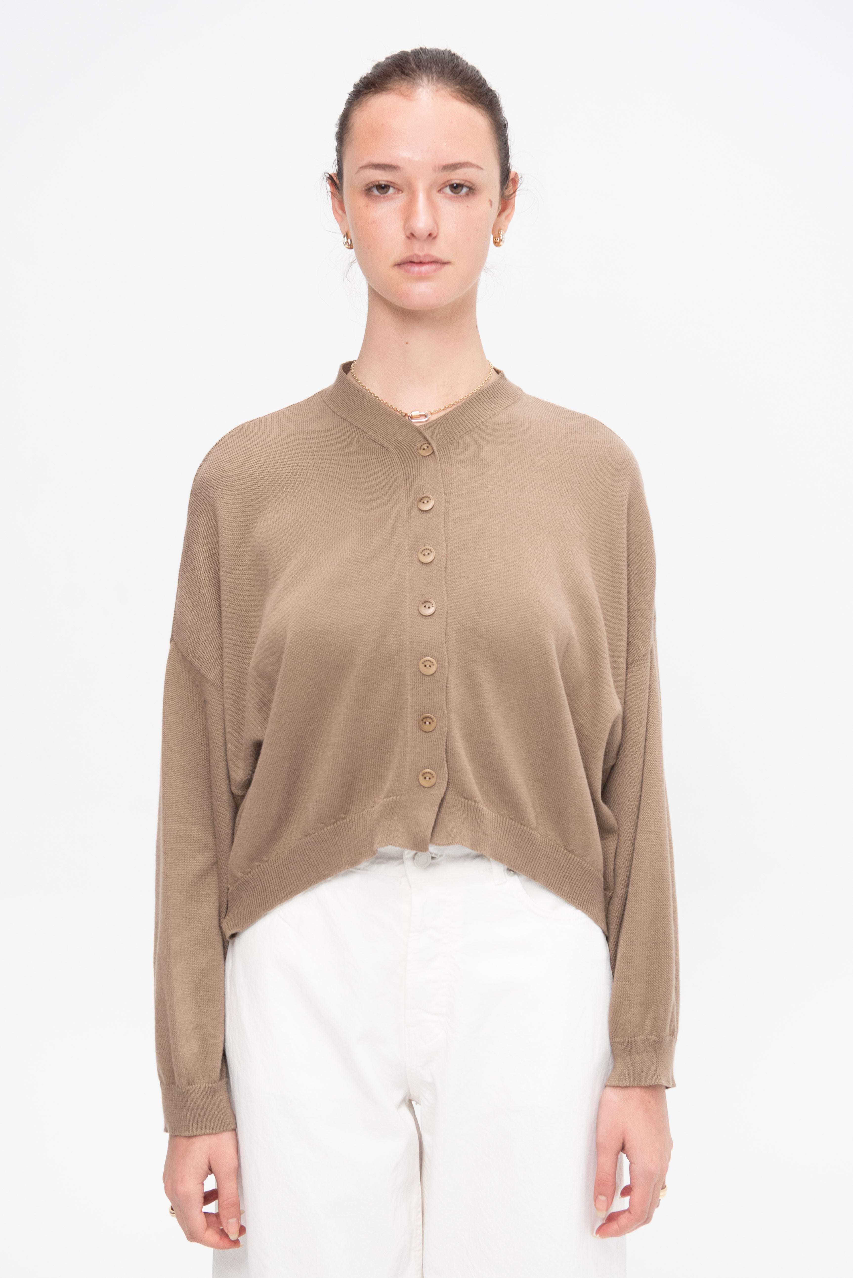 Cordera Cotton Saddle Cardigan - Natural | Garmentory
