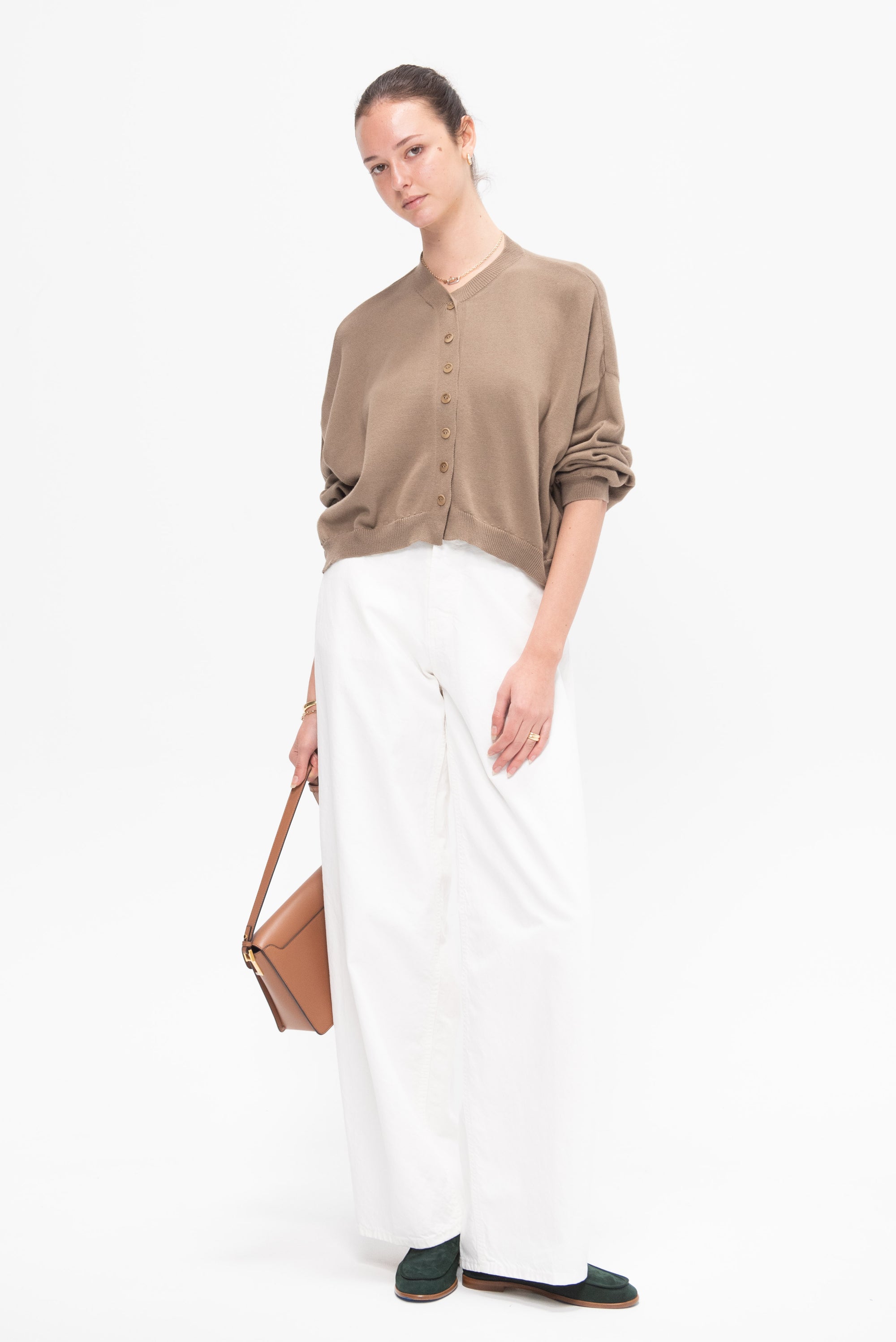 Cotton &amp; Cashmere Cardigan, Taupe