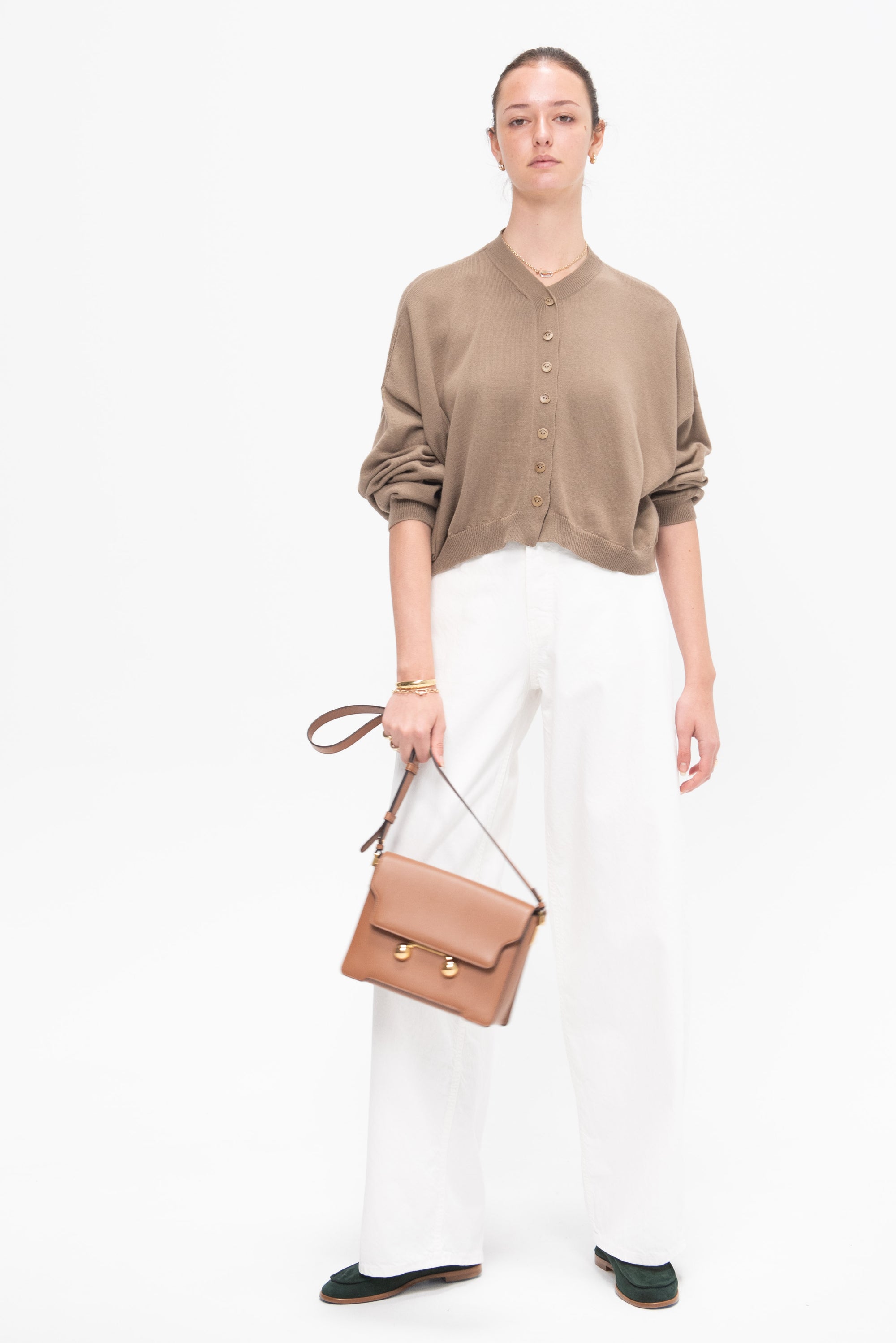 Cotton &amp; Cashmere Cardigan, Taupe