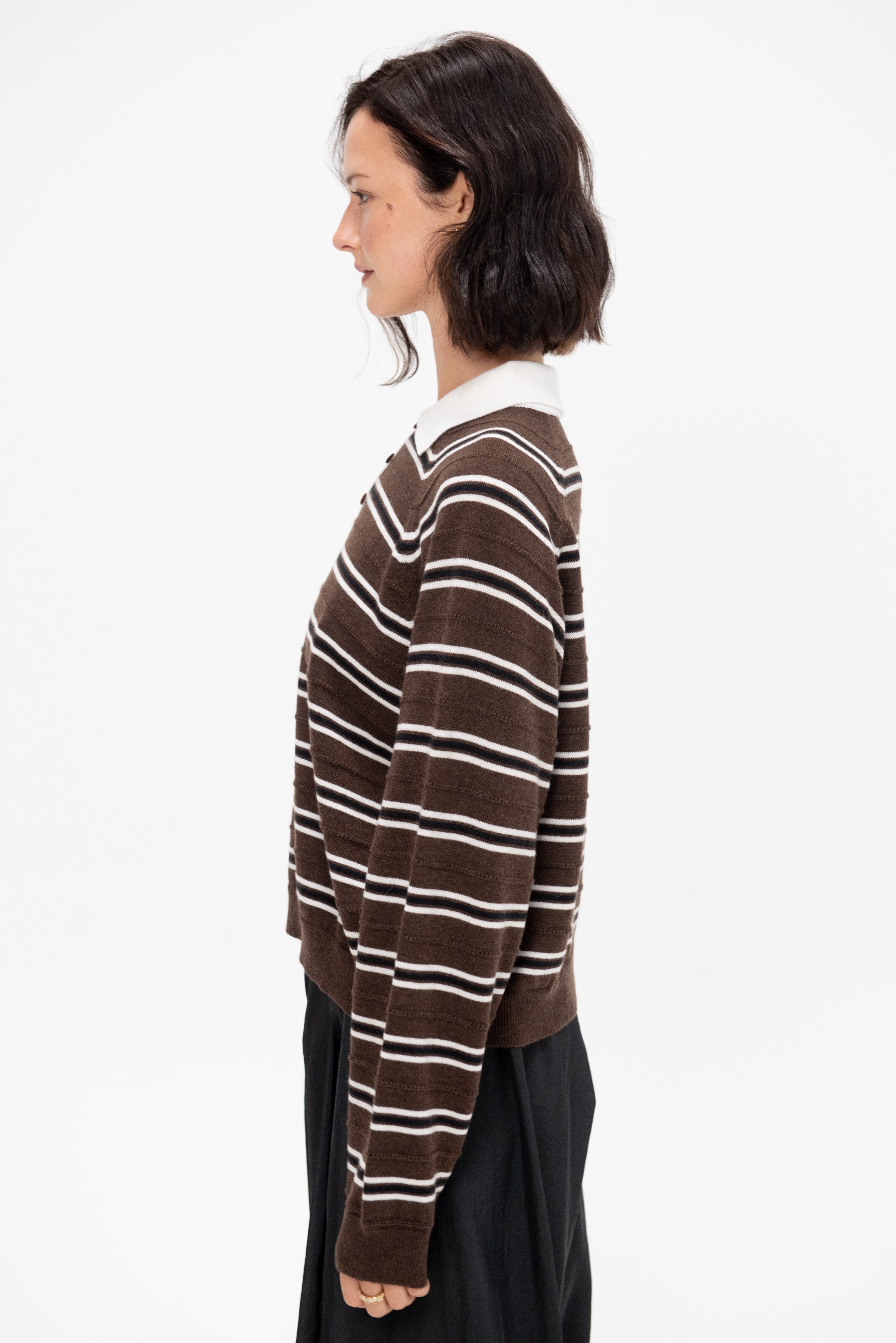 Cordera Merino Wool Striped Polo, Brown – Kick Pleat