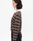 Merino Wool Striped Polo, Brown