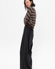Merino Wool Striped Polo, Brown