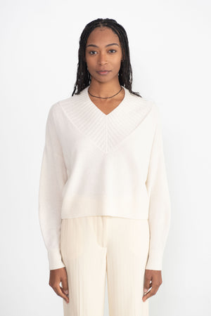 CORDERA - Cashmere Ribbed Neck Sweater, Natural