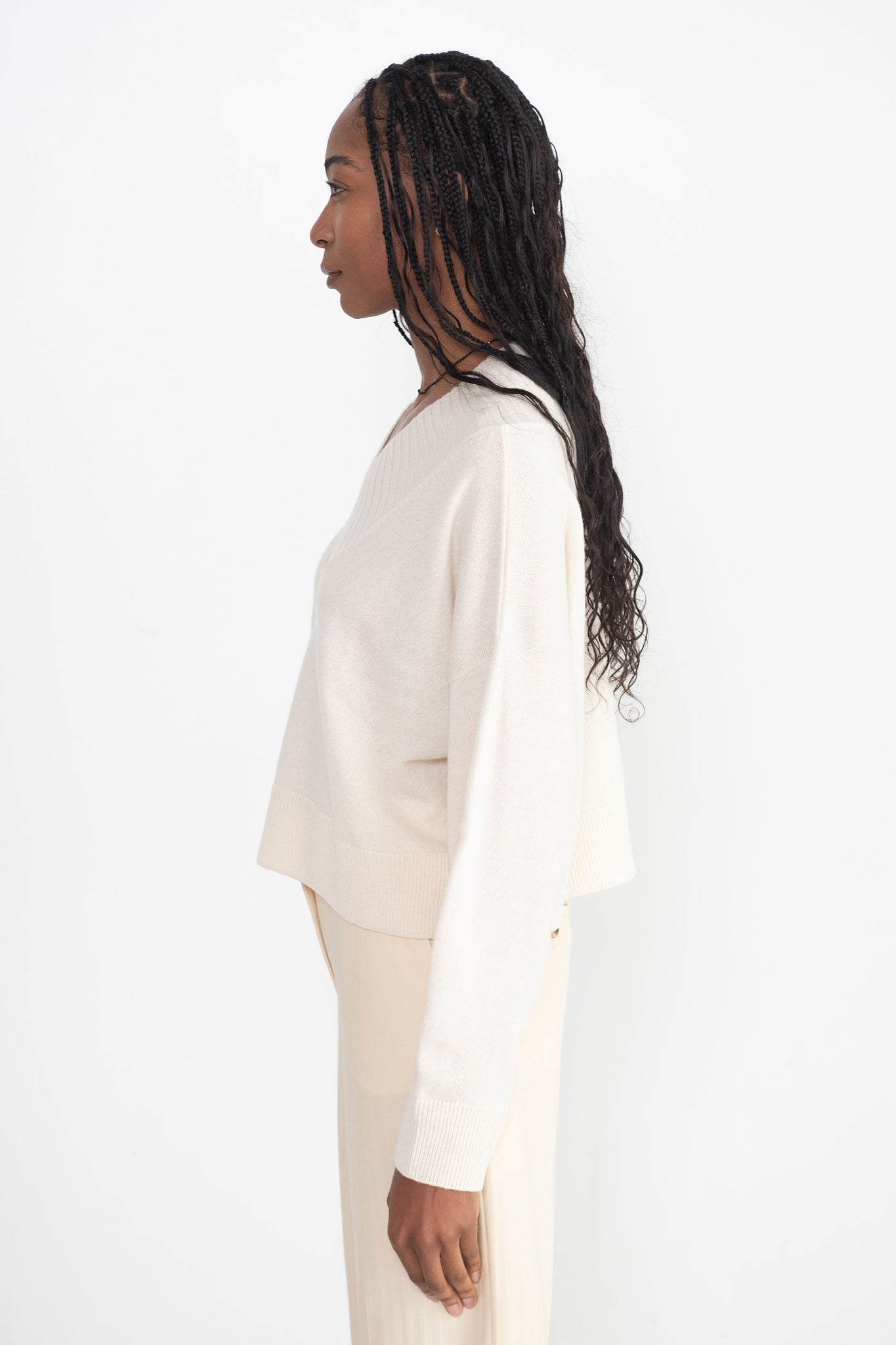 CORDERA - Cashmere Ribbed Neck Sweater, Natural
