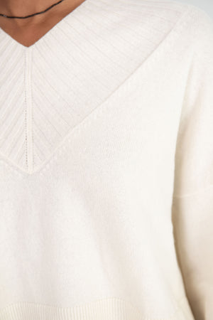 CORDERA - Cashmere Ribbed Neck Sweater, Natural
