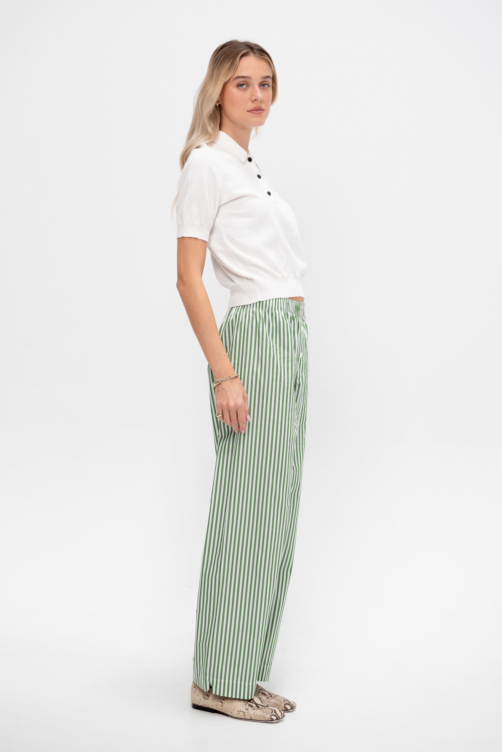 Billie Cotton Cashmere Polo Top, Off White