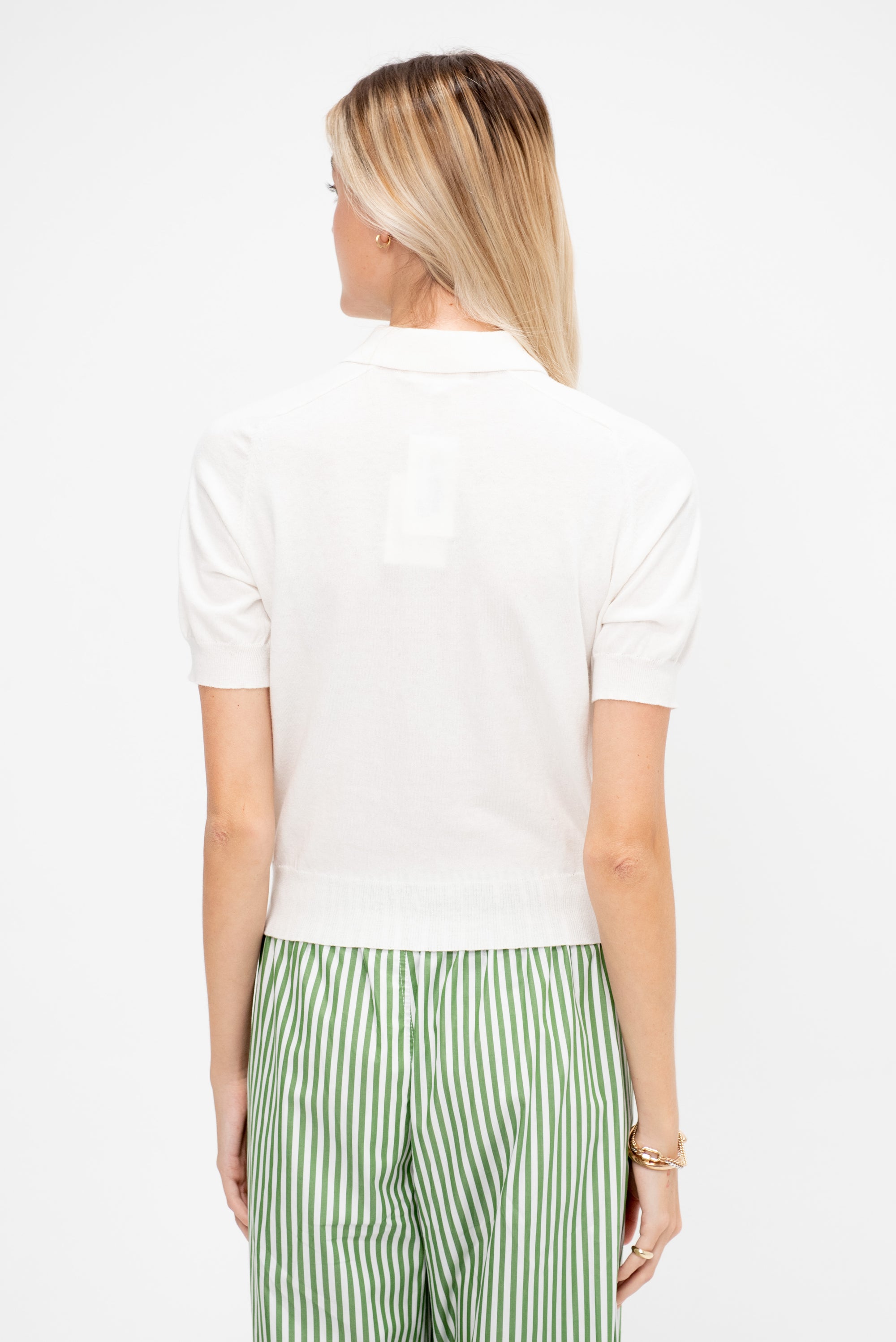 Billie Cotton Cashmere Polo Top, Off White