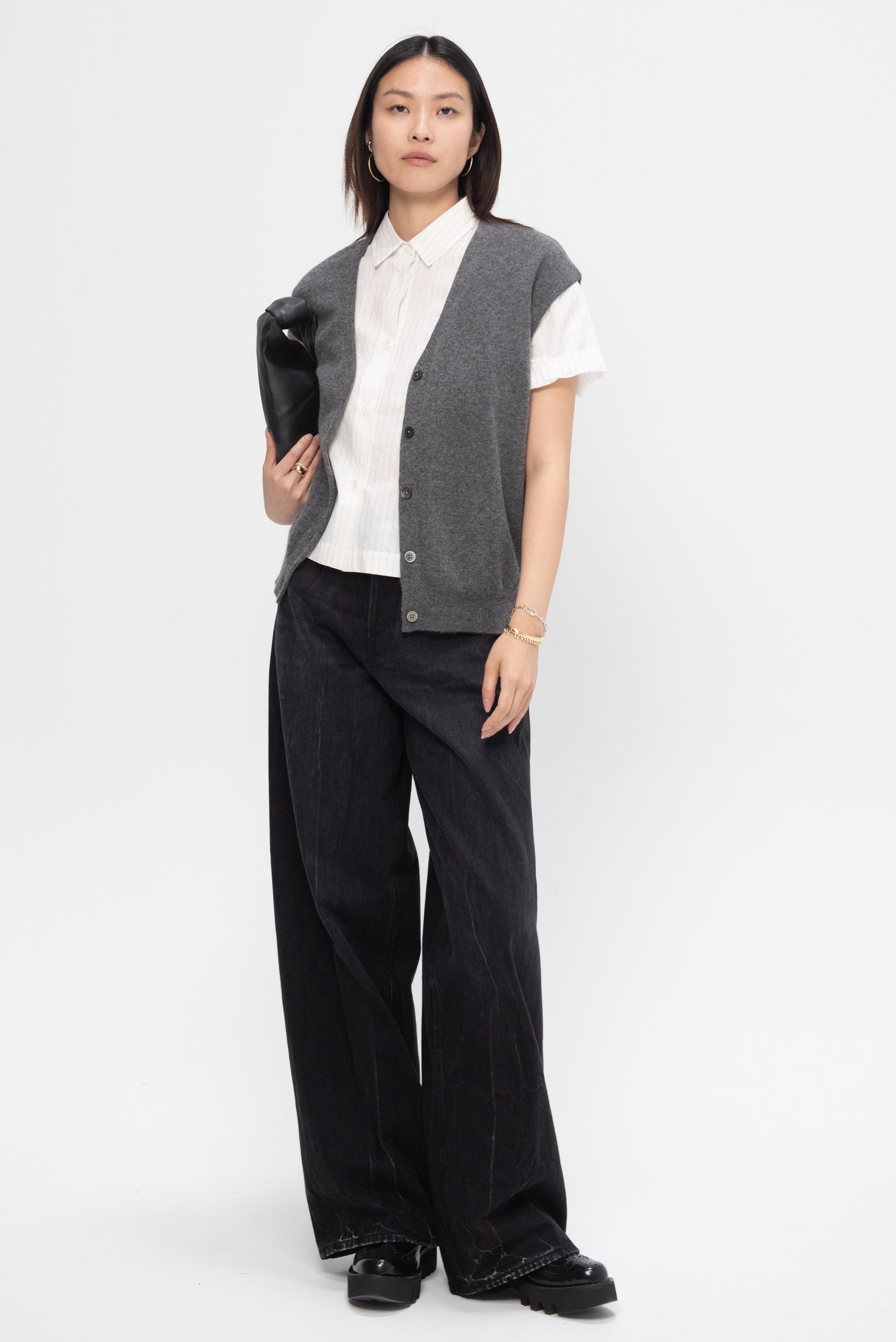 Bolt Cashmere Vest, Dark Heather Grey