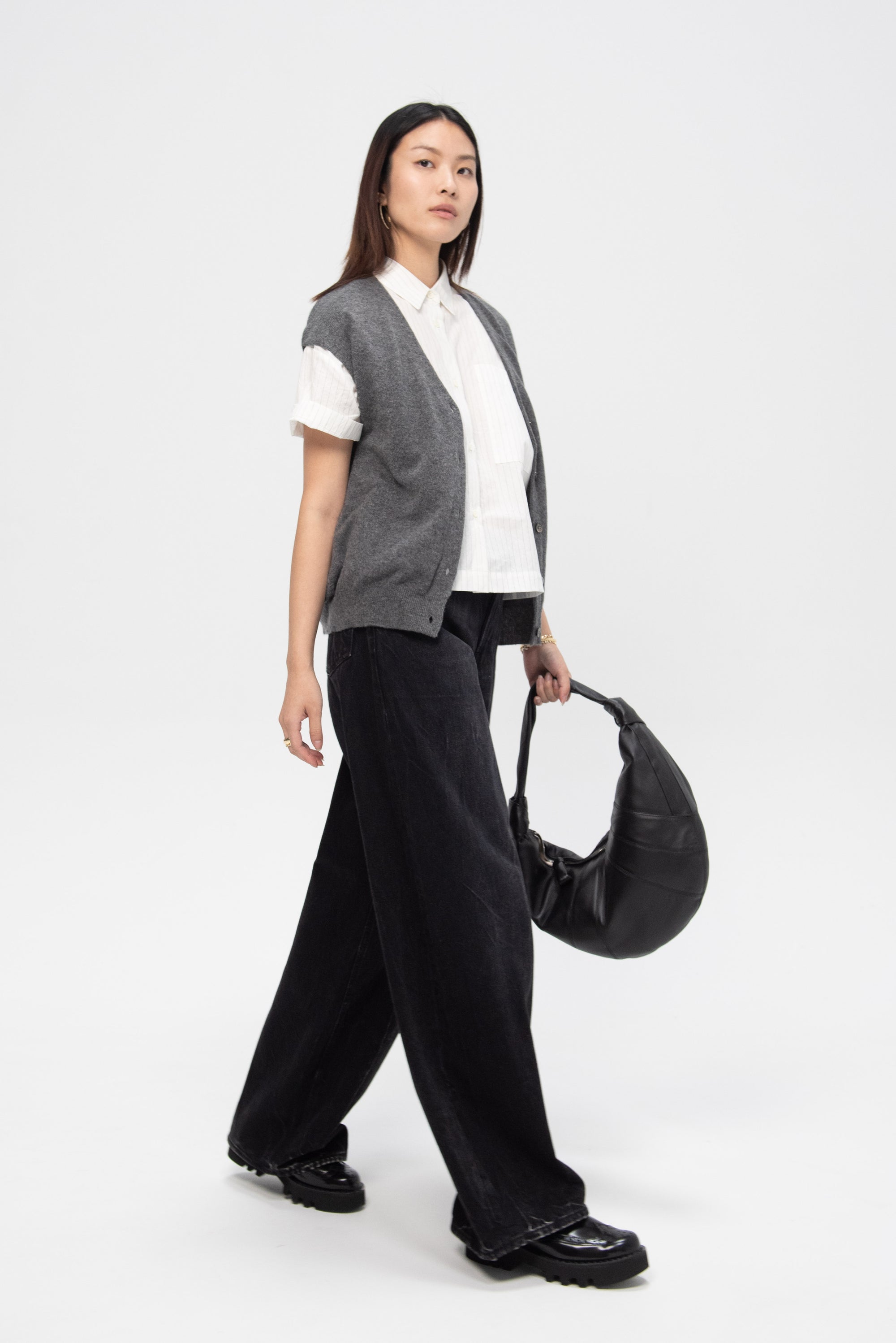 Bolt Cashmere Vest, Dark Heather Grey