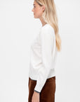 Camden Cotton Cashmere Sweater, Off White & Dark Heather Grey