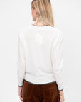 Camden Cotton Cashmere Sweater, Off White & Dark Heather Grey