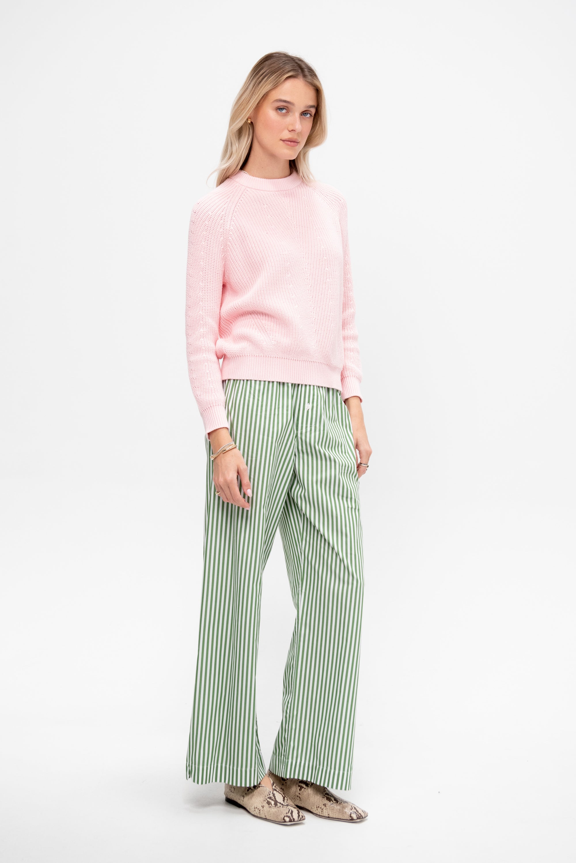 Chelsea Solid Cotton Sweater, Petal