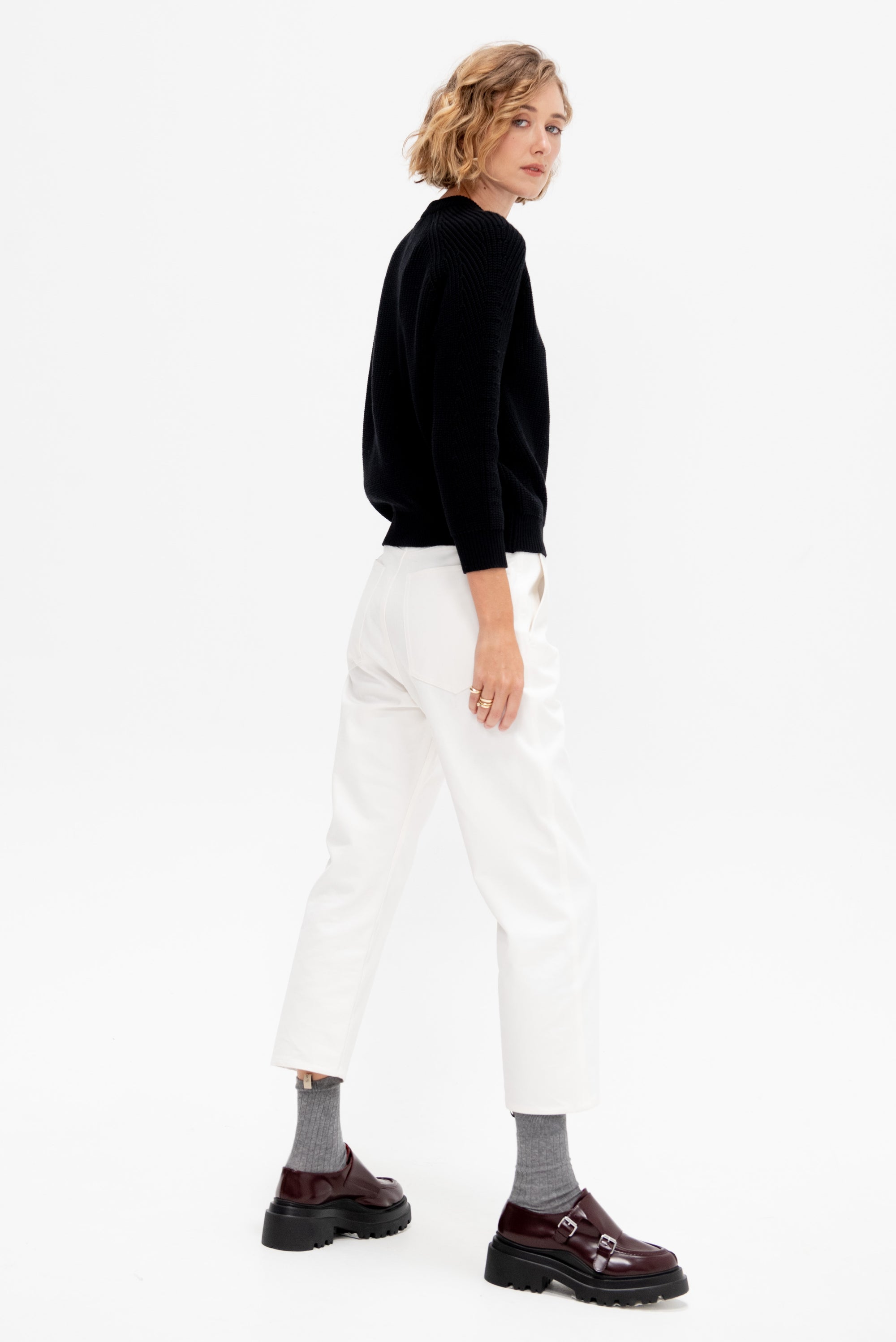 Chelsea Solid Cotton Sweater, Black