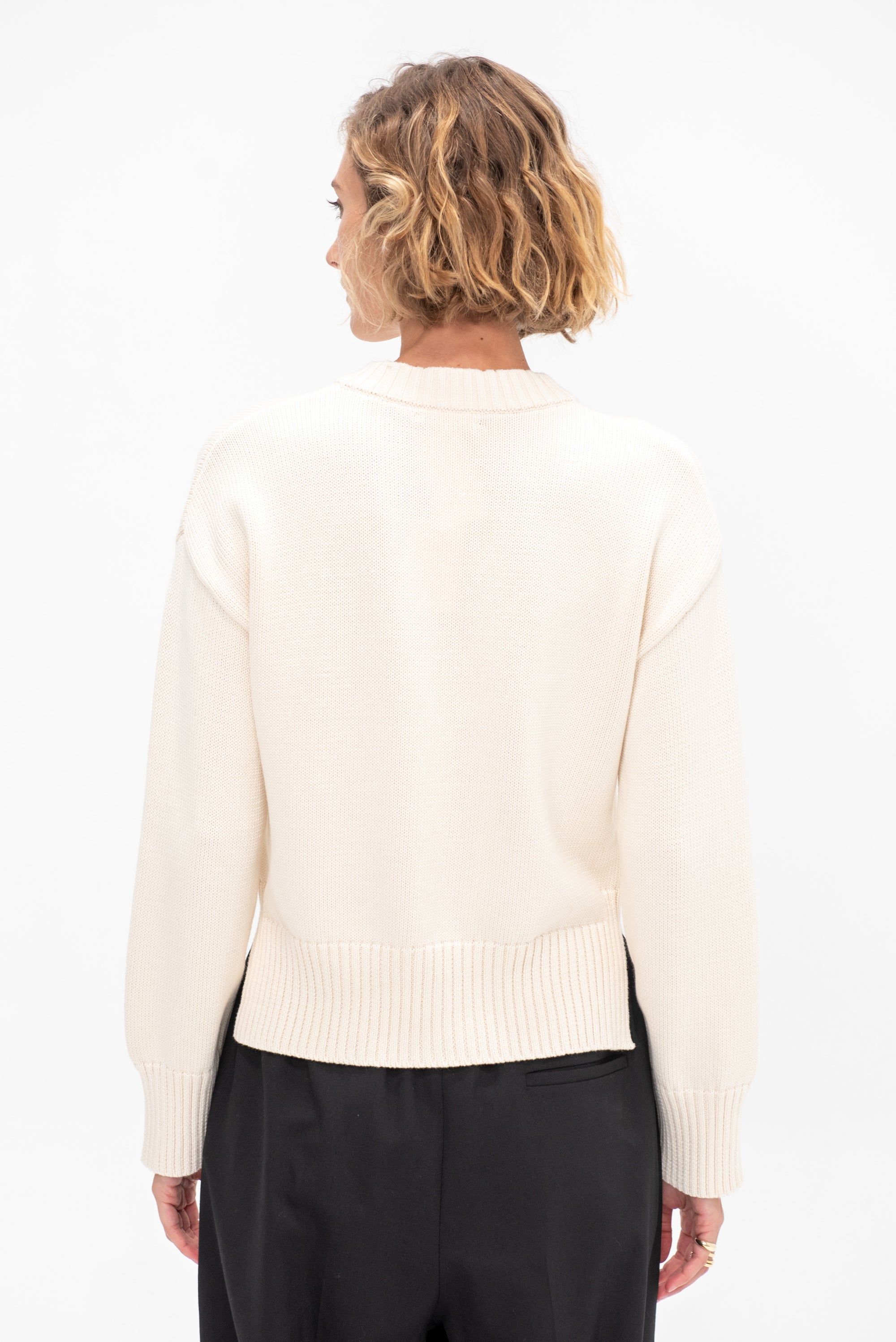 Faris Cotton Sweater, Off White