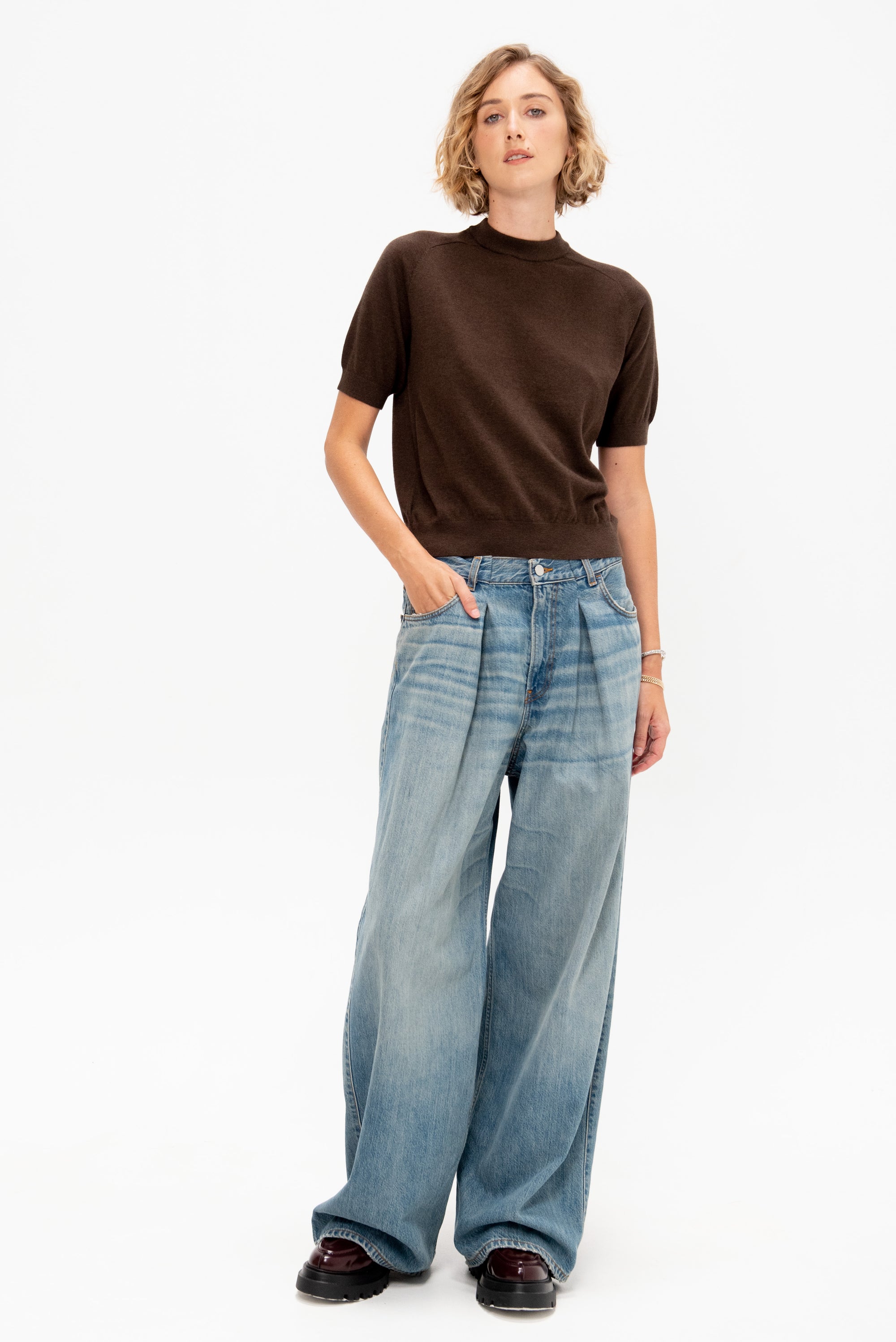 Irelia Fine Merino Wool Top, Moss