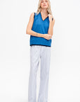 Jessa Fine Cotton Vest, Blue & Navy