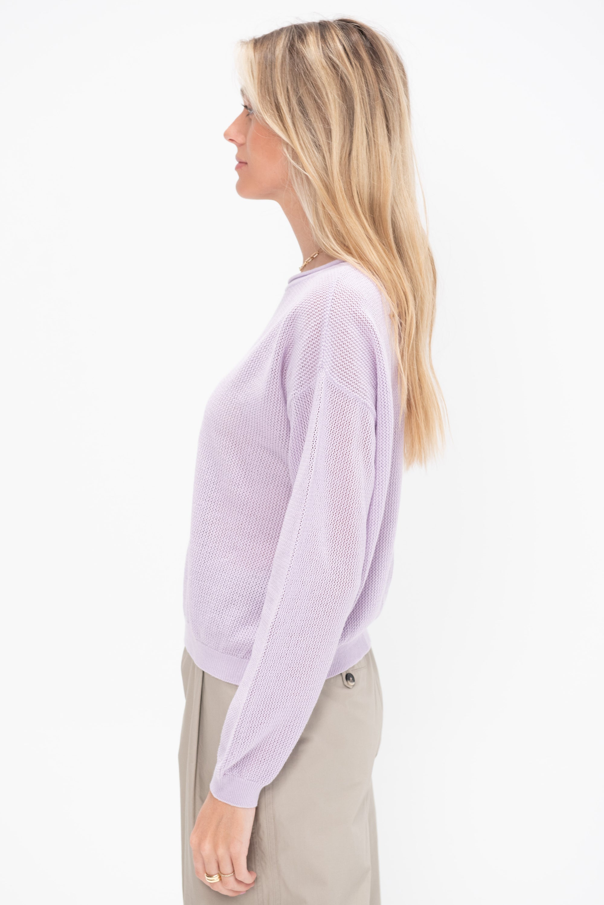 Marabel Cotton Sweater, Pale Lilac