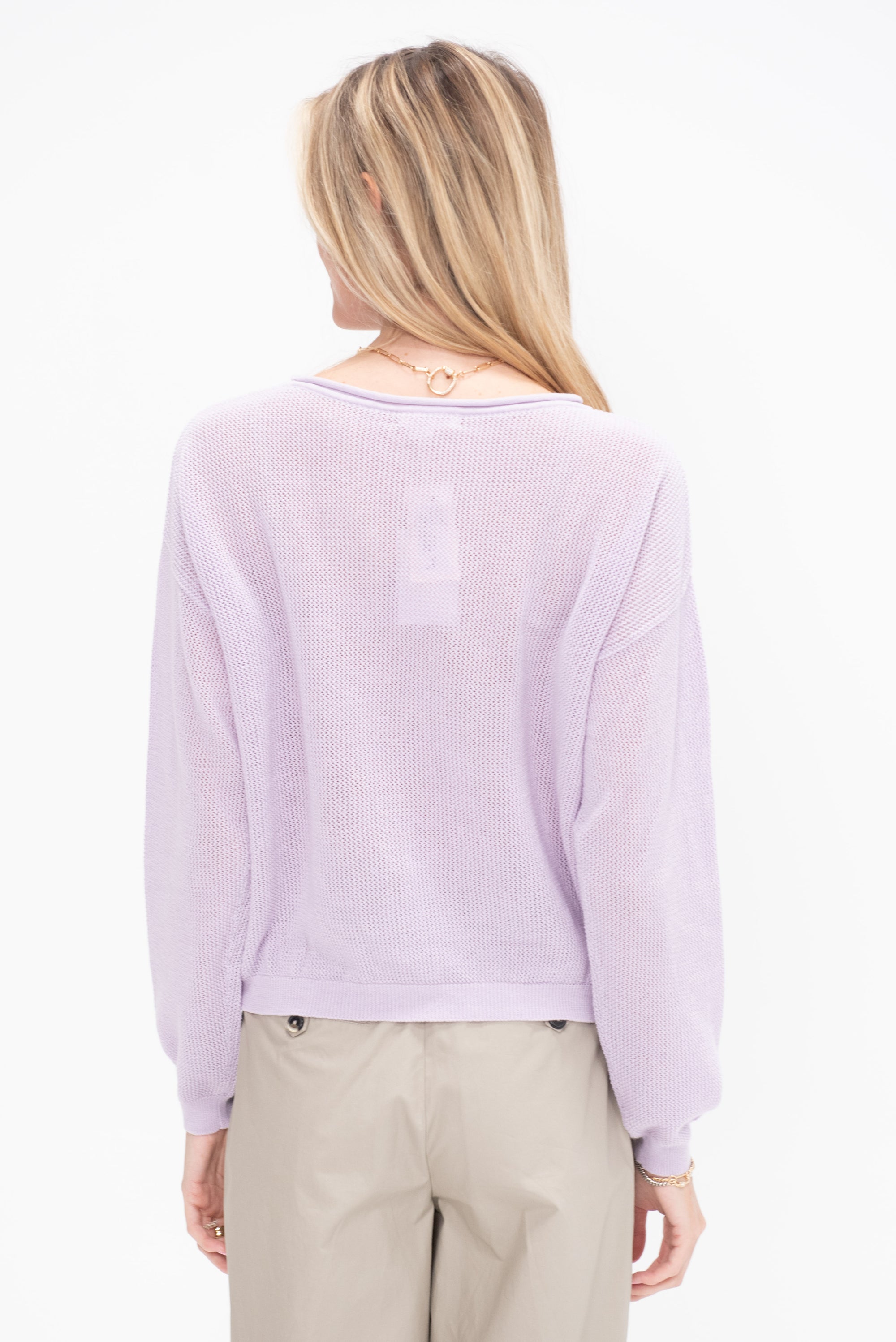 Marabel Cotton Sweater, Pale Lilac