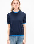 Mindy Fine Cotton Top, Navy & Blue