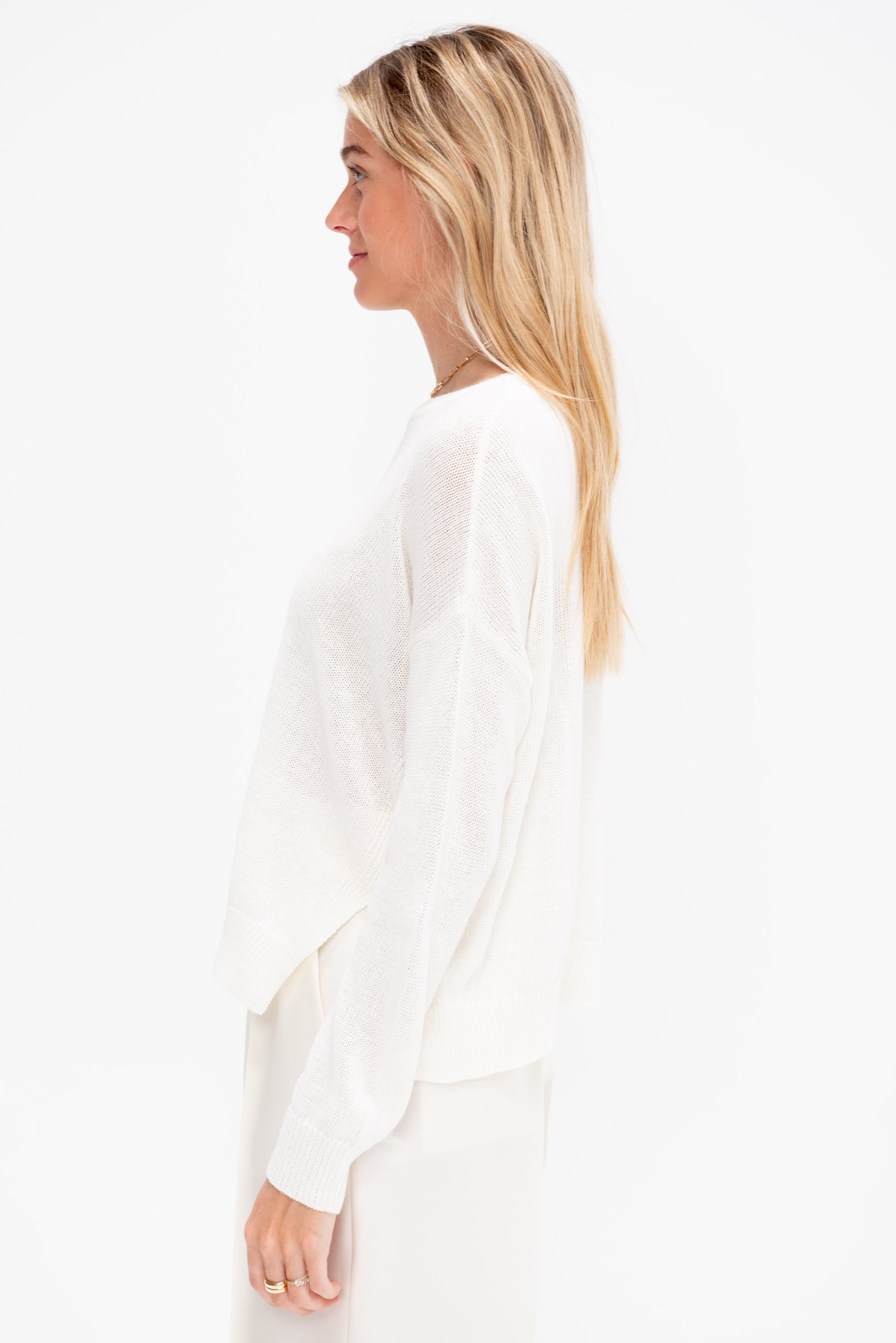 Nadin Cotton Linen Sweater, Off White