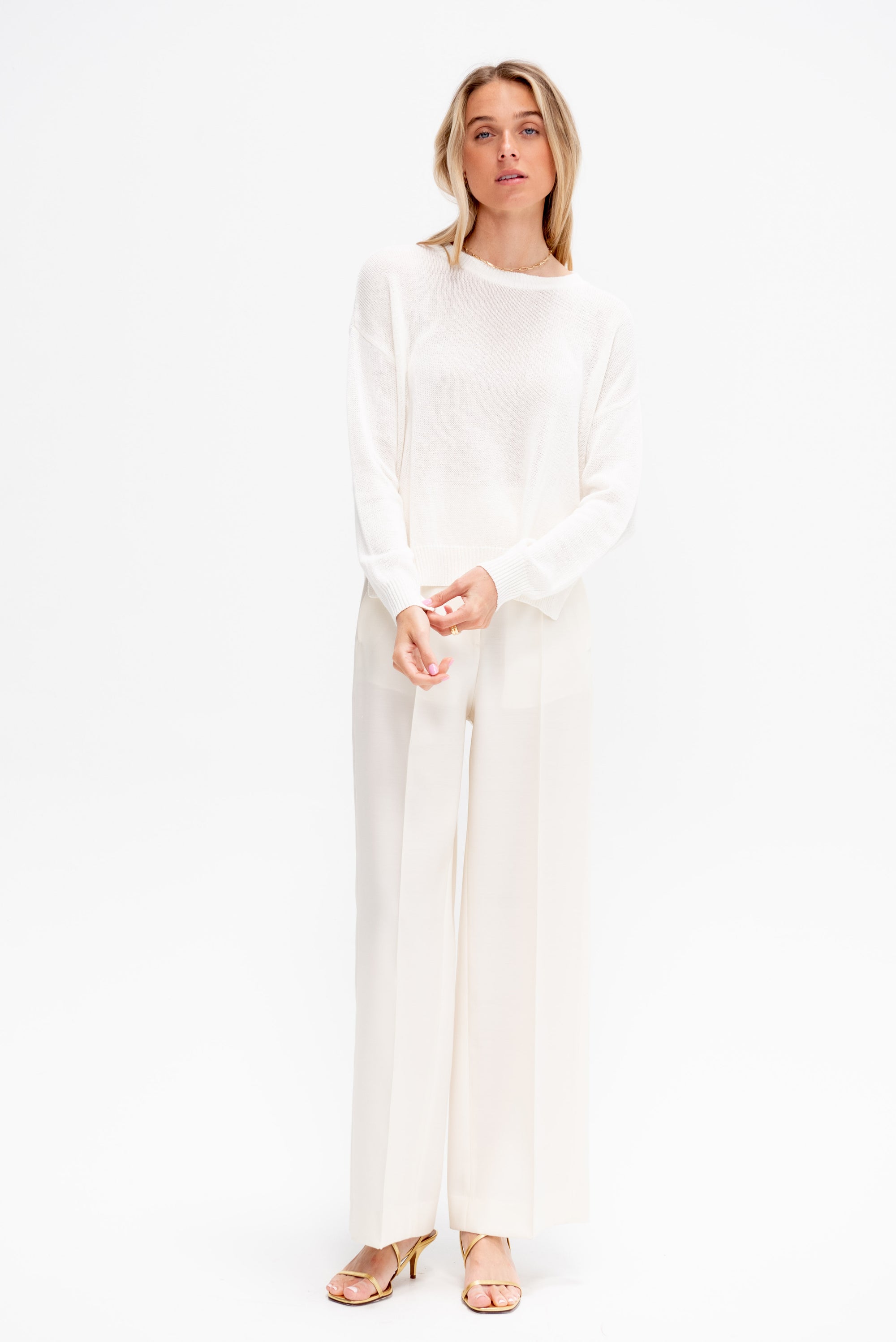 Nadin Cotton Linen Sweater, Off White