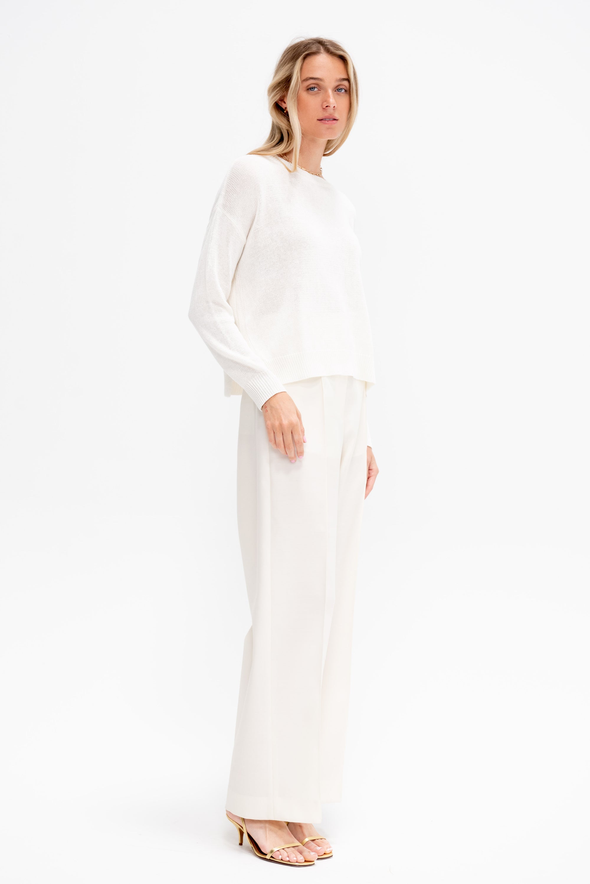 Nadin Cotton Linen Sweater, Off White