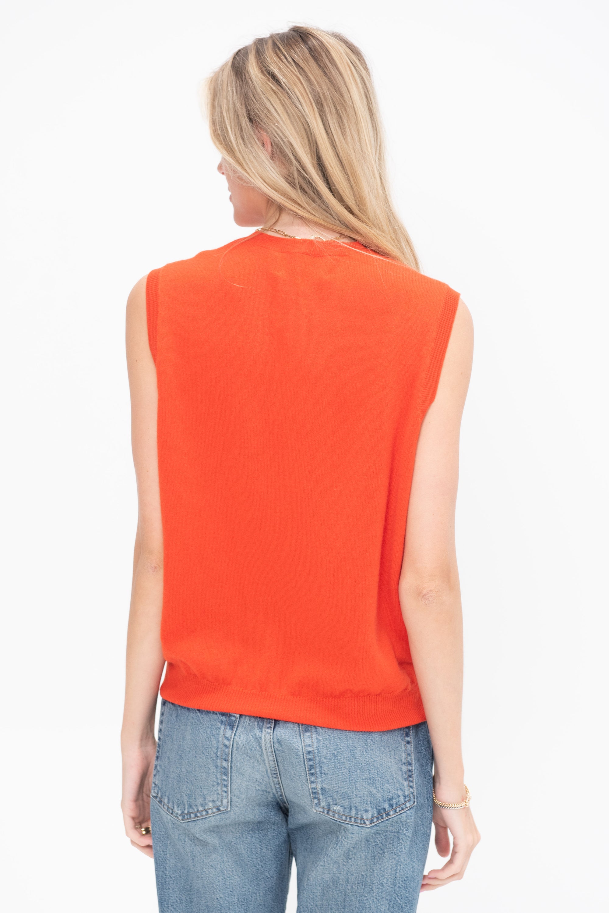 Yogi Cashmere Vest, Red Orange