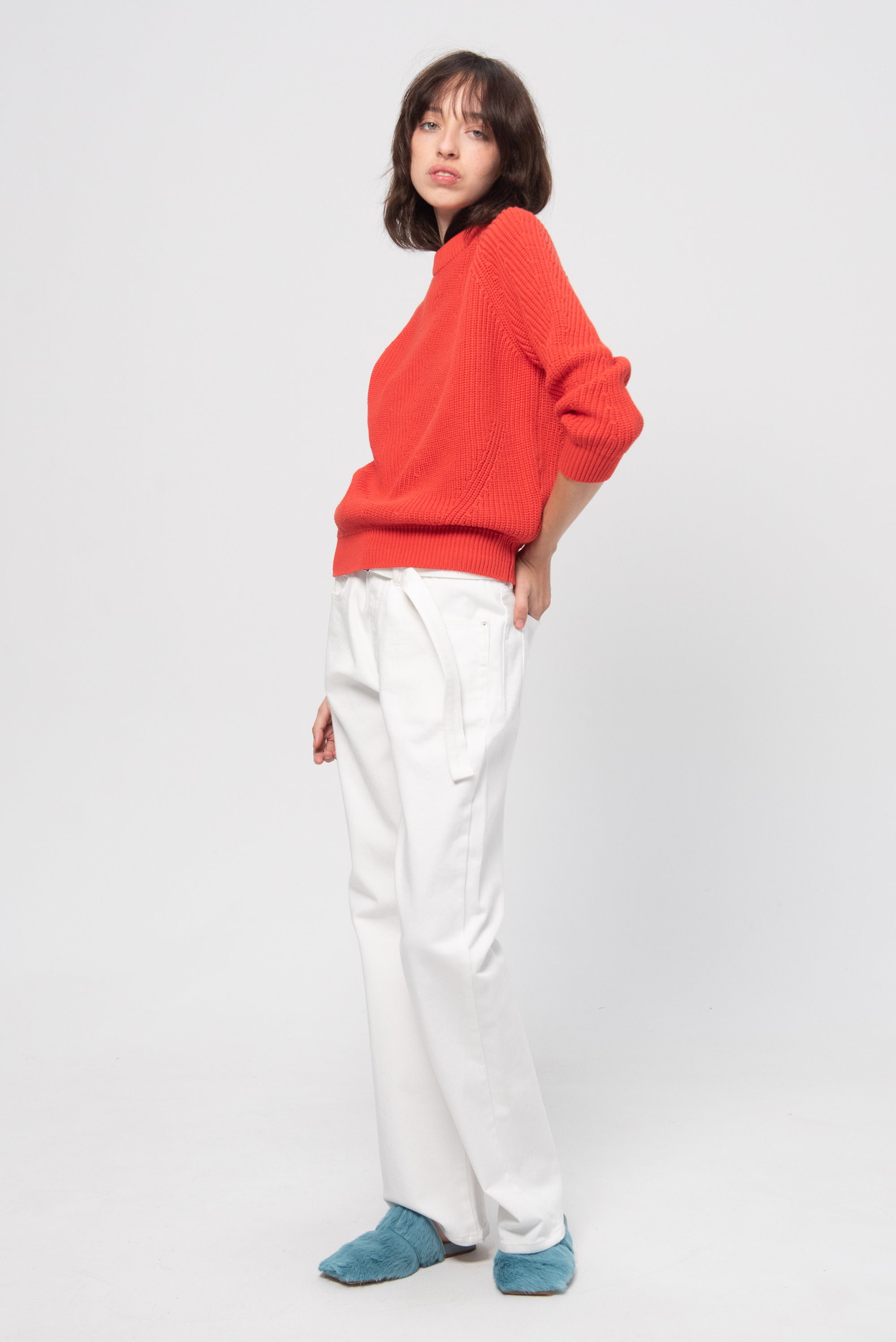 Chelsea Organic Cotton Sweater, Vermillion