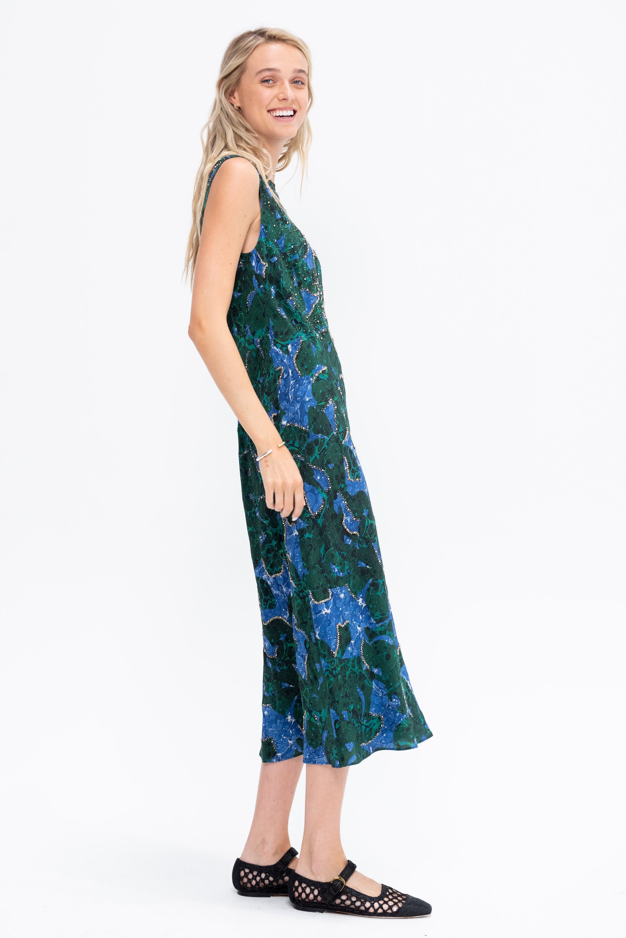 Embellished Midi Dress, Malachite
