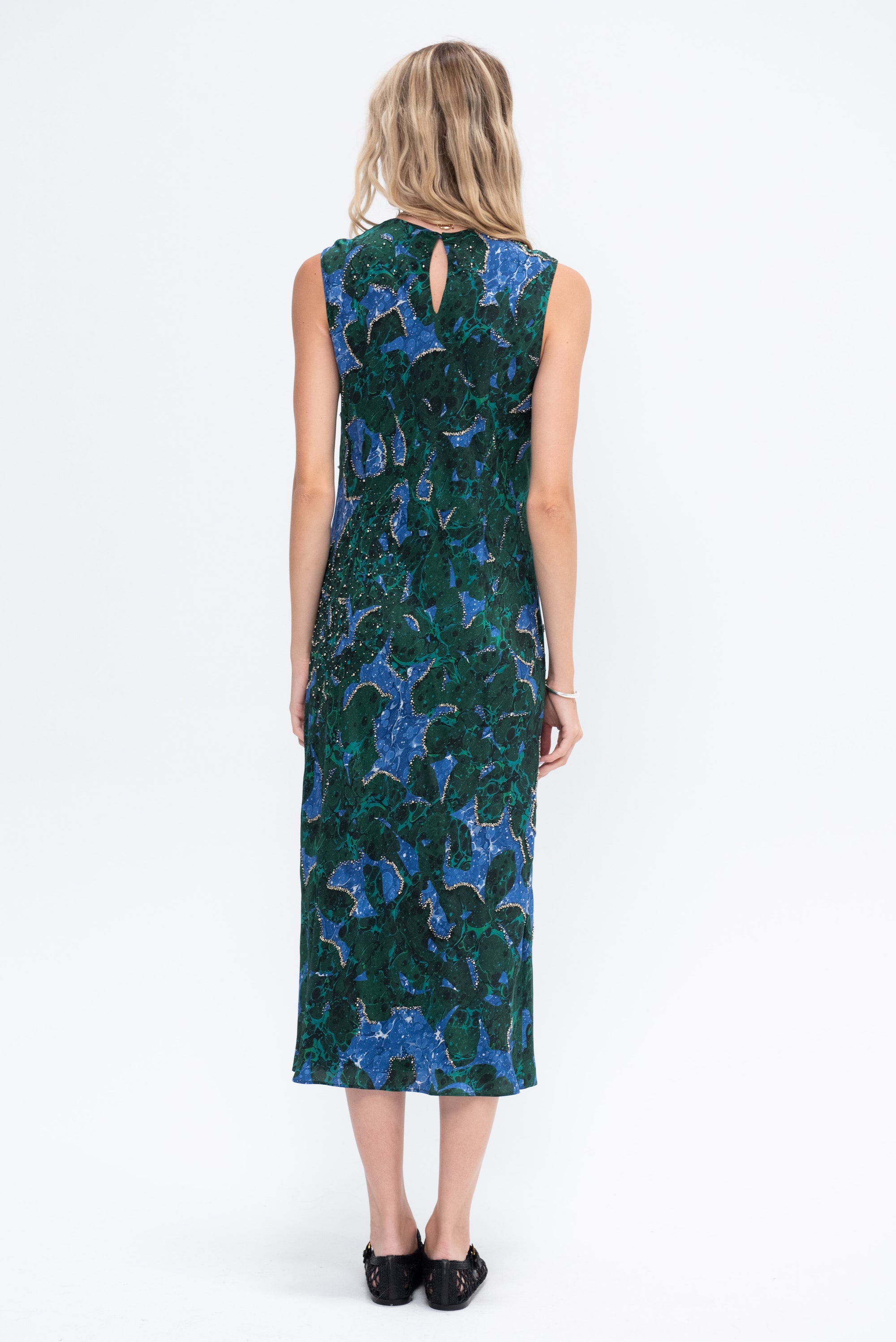 Embellished Midi Dress, Malachite