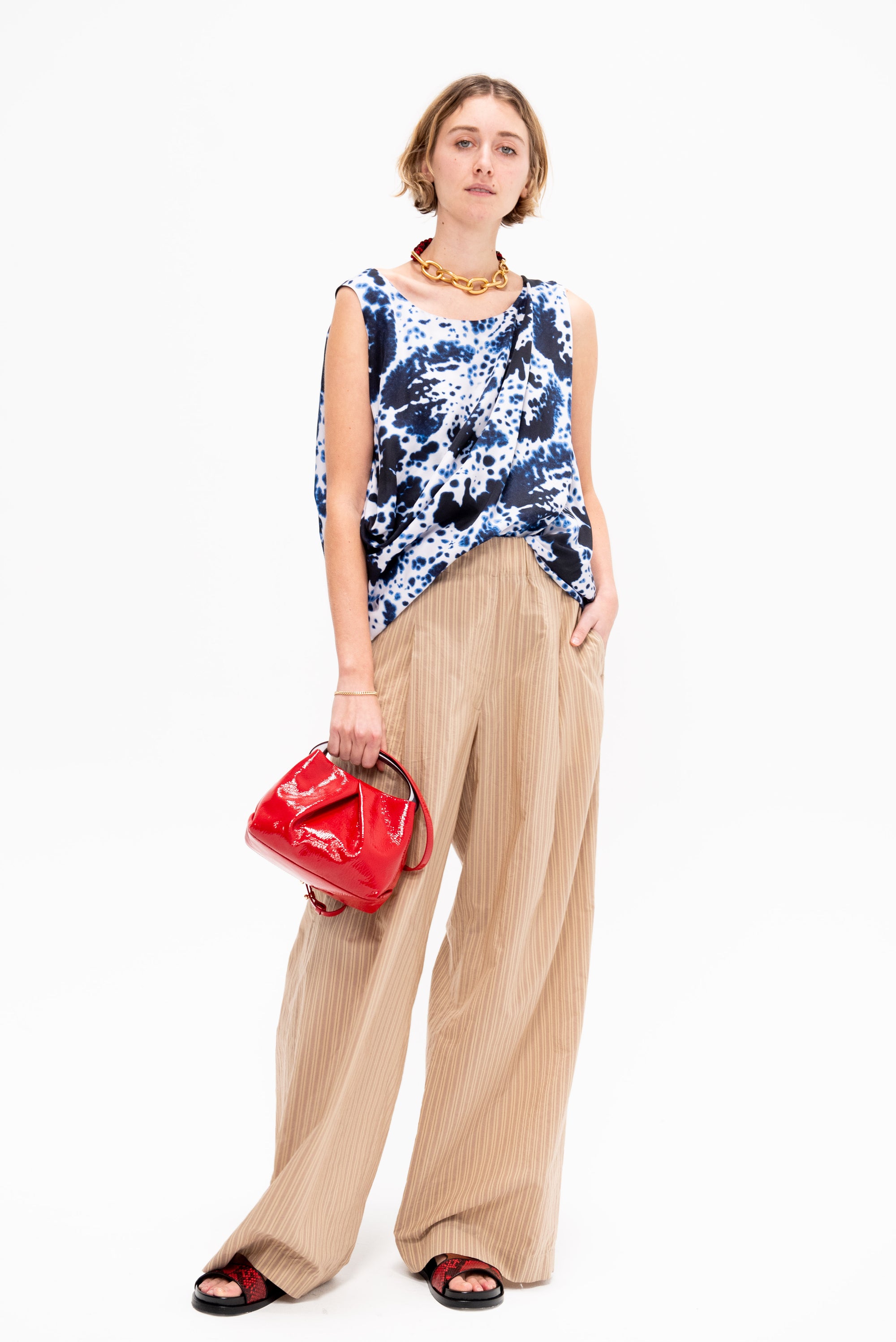 Draped Top, Navy