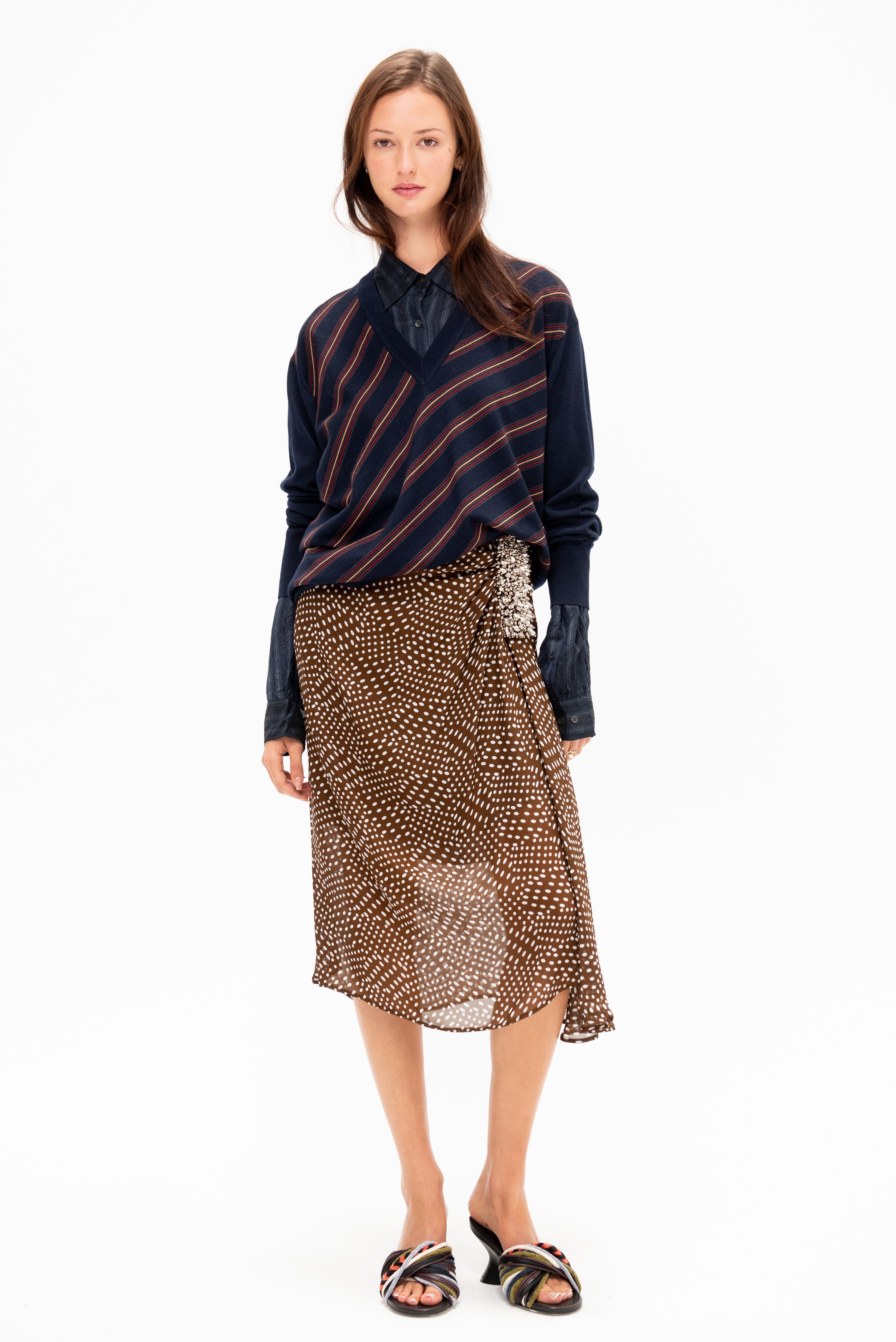 新品DRIES VAN NOTEN SCRANTON SKIRT 38新品 Dries Van Noten Embellished Skirt, Brown – Kick Pleat