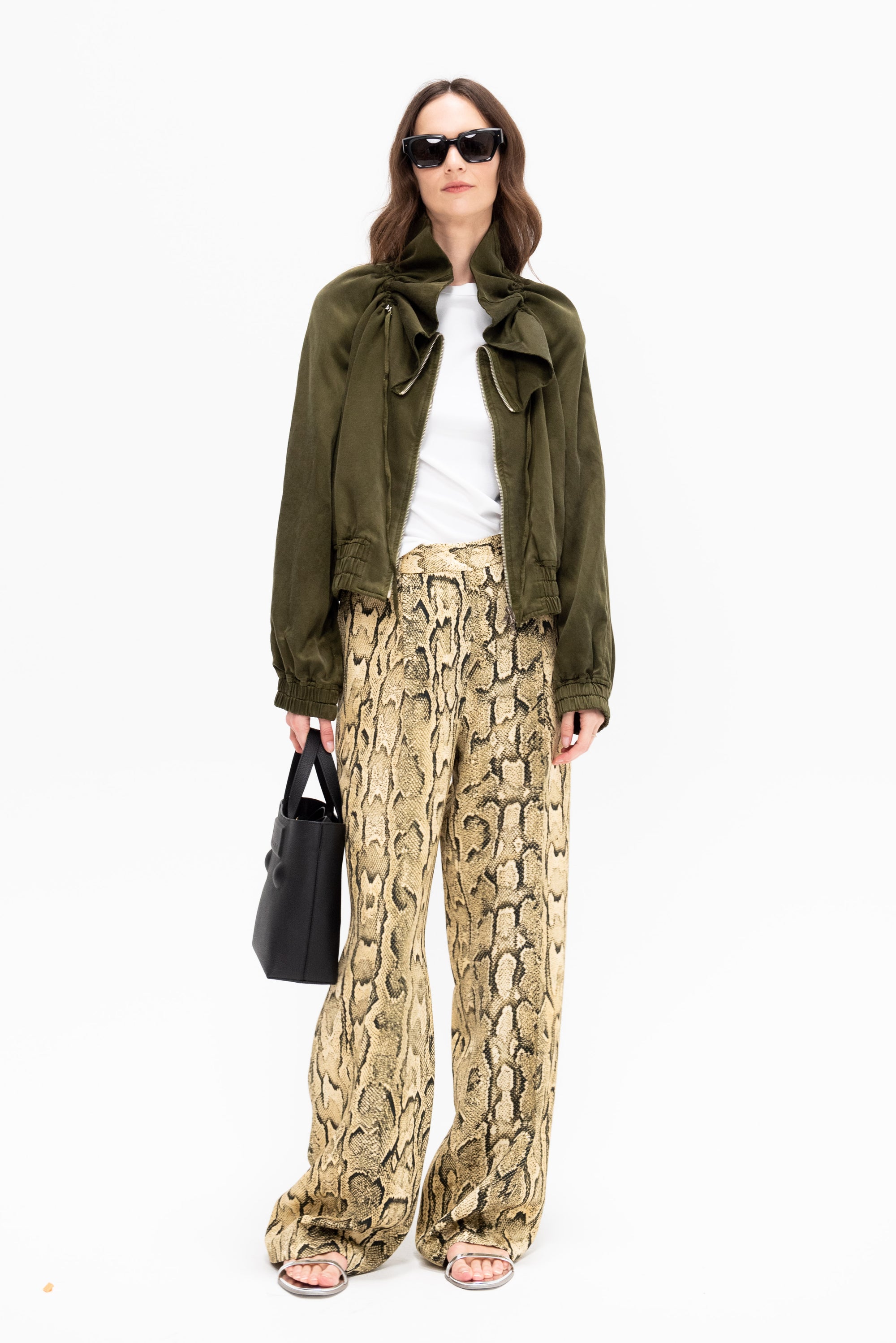 Gathered Collar Jacket, Khaki