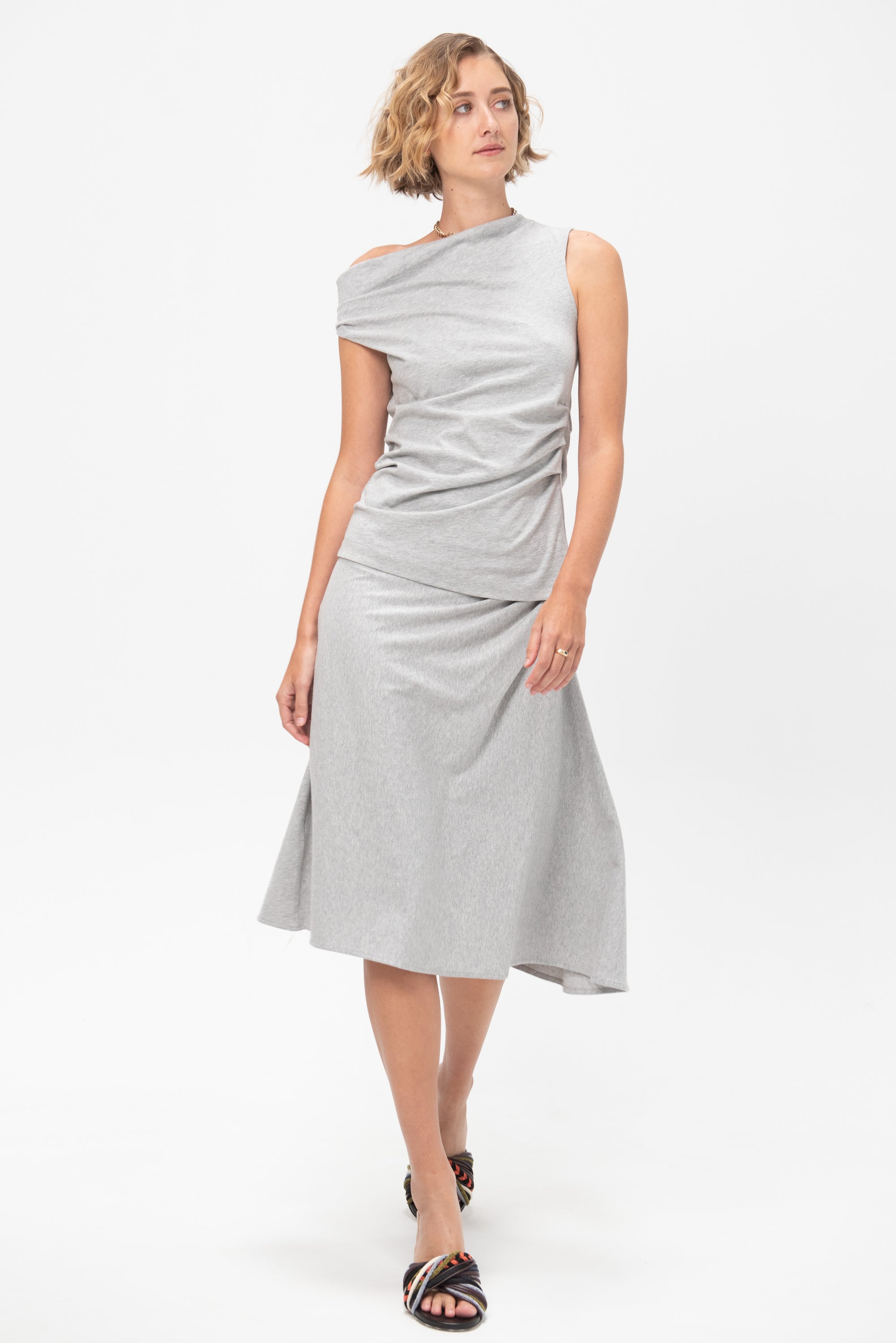 Off Shoulder Top, Grey Melange