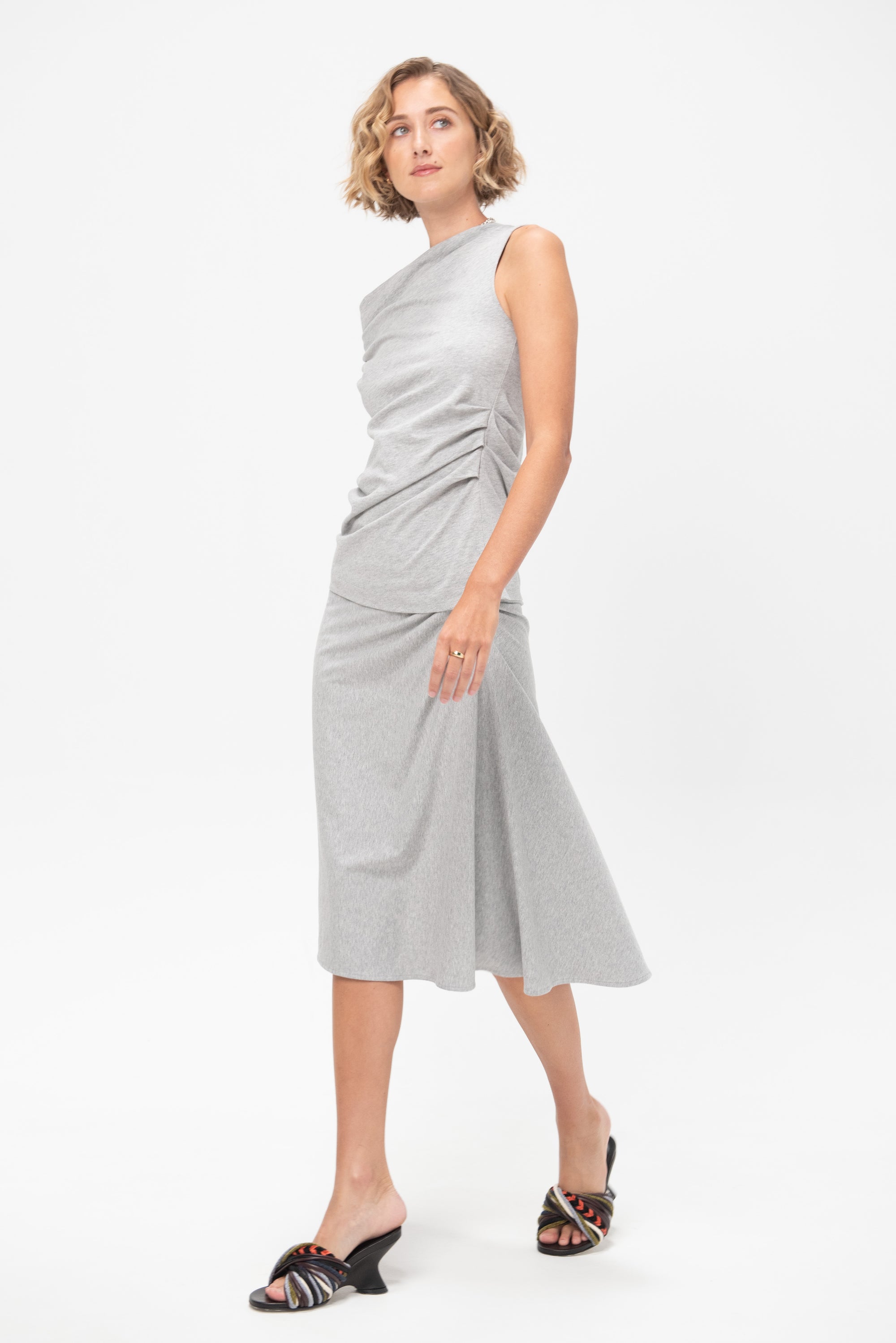 Off Shoulder Top, Grey Melange