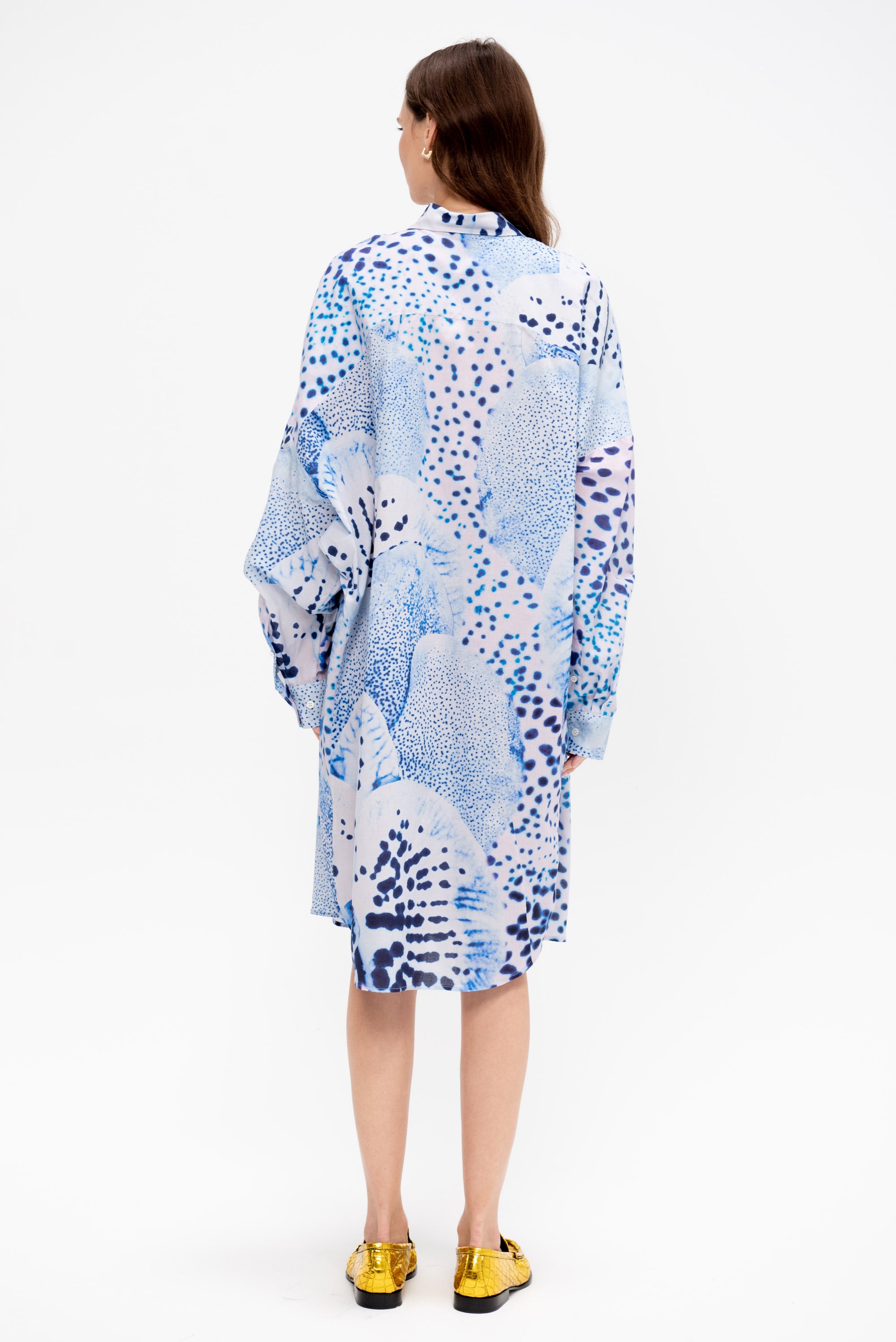 Orchid Print Dress, Blue