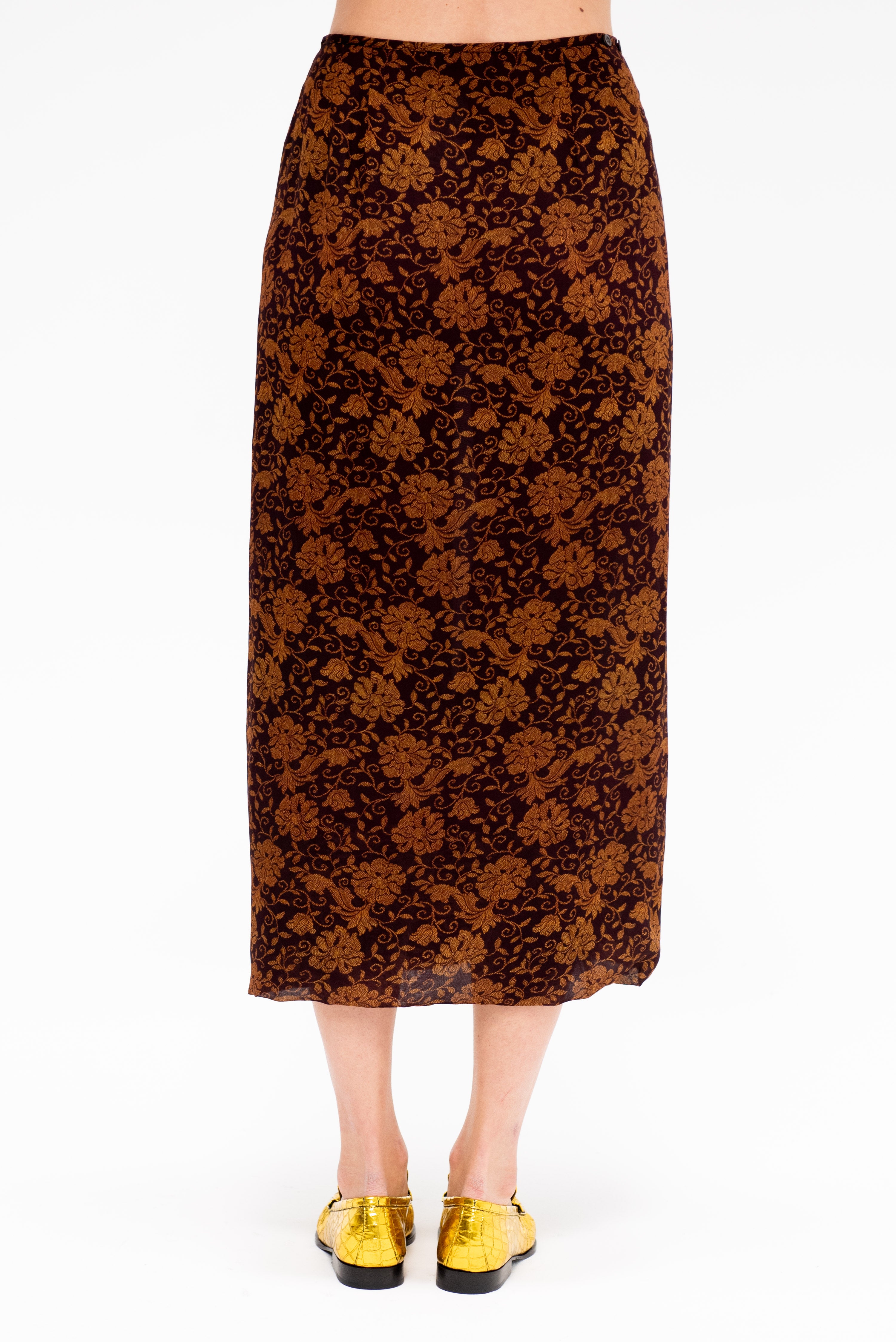 みんなが待ってた！＼再入荷待ち／人気ランキング Wrap Silk Noten Van Dries Skirt, Pleat Kick – Brown Dark スカート