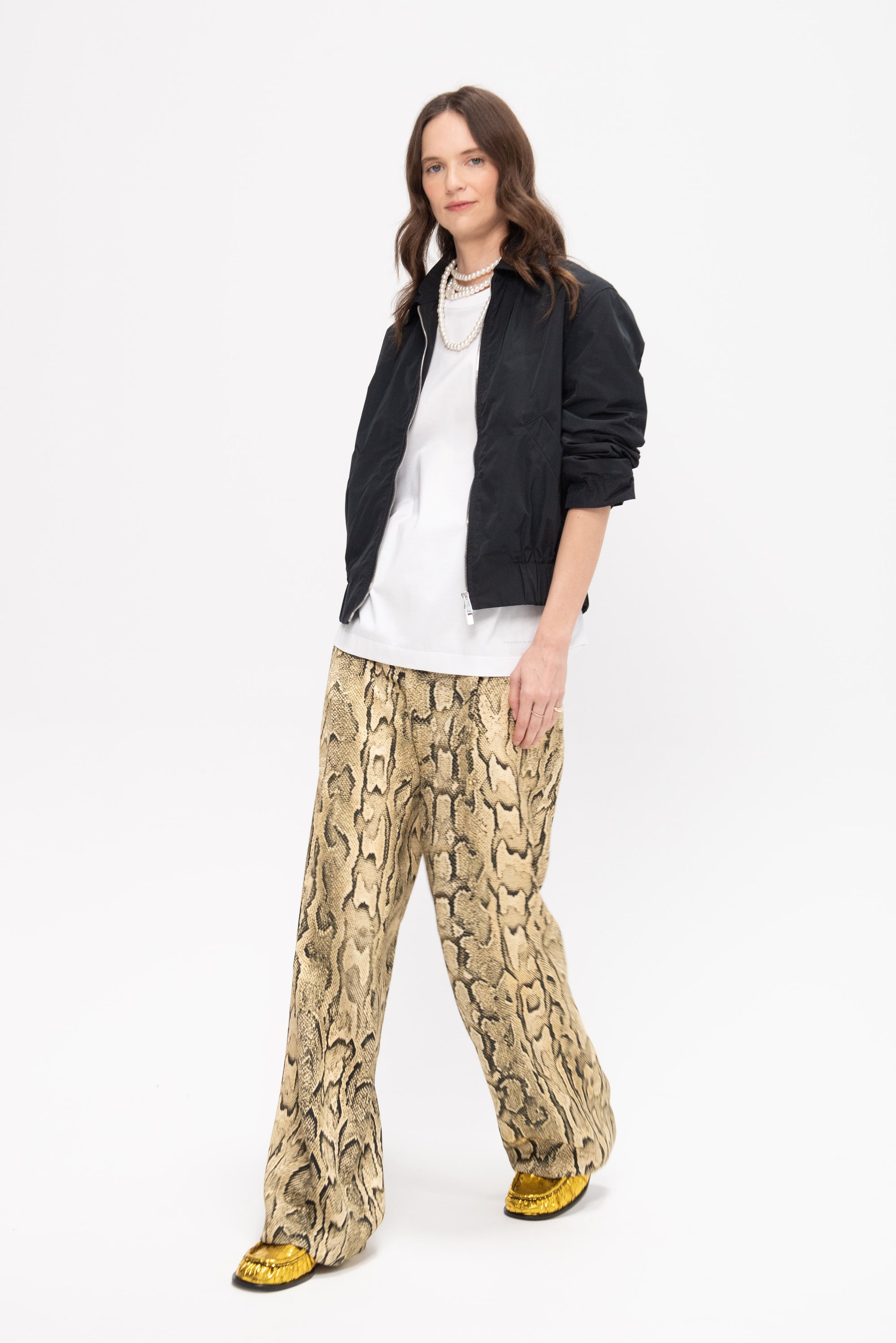 Snakeskin Print Pant, Beige